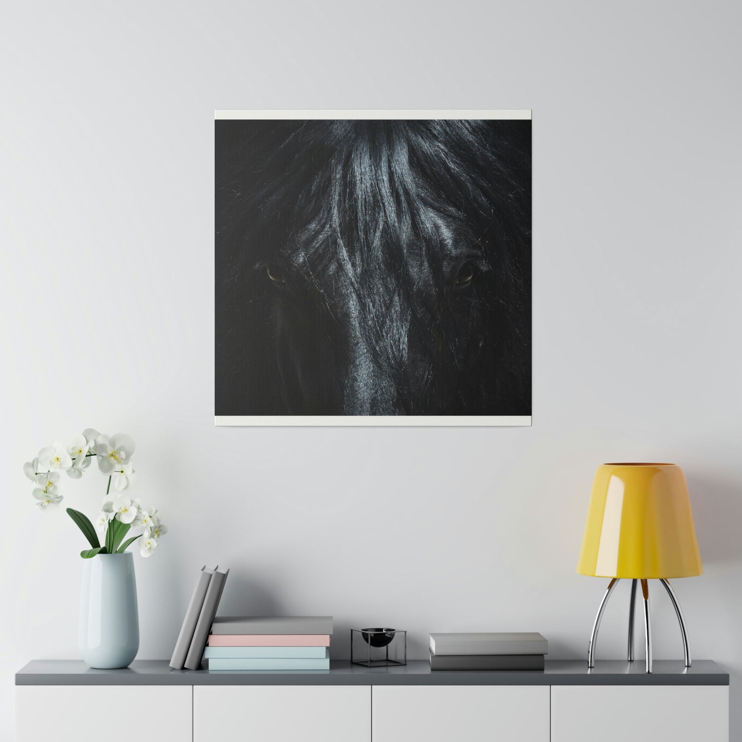 Black horse Face on Matte Canvas, Stretched, 0.75"