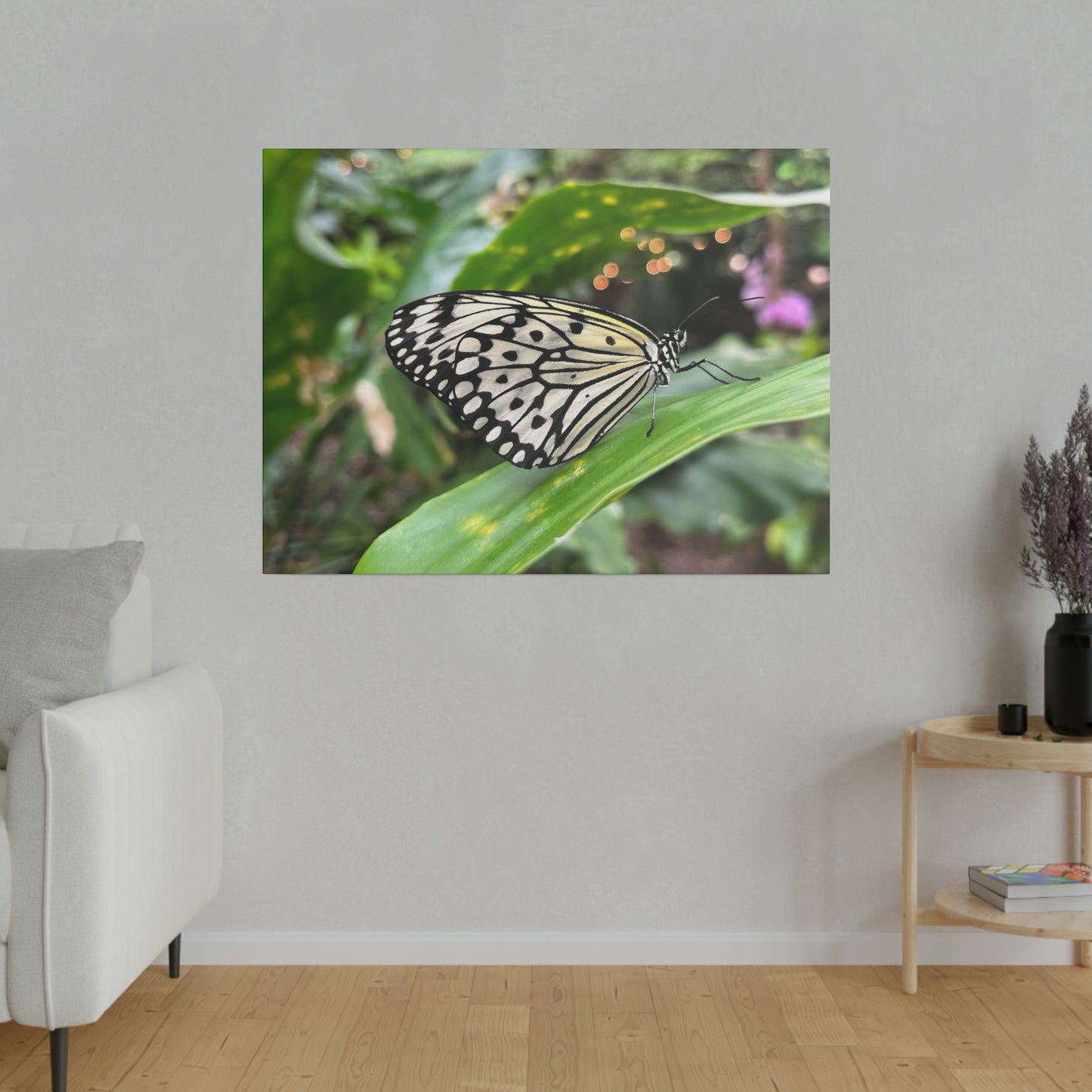 Black and White Butterfly on Matte Canvas, Stretched, 0.75"