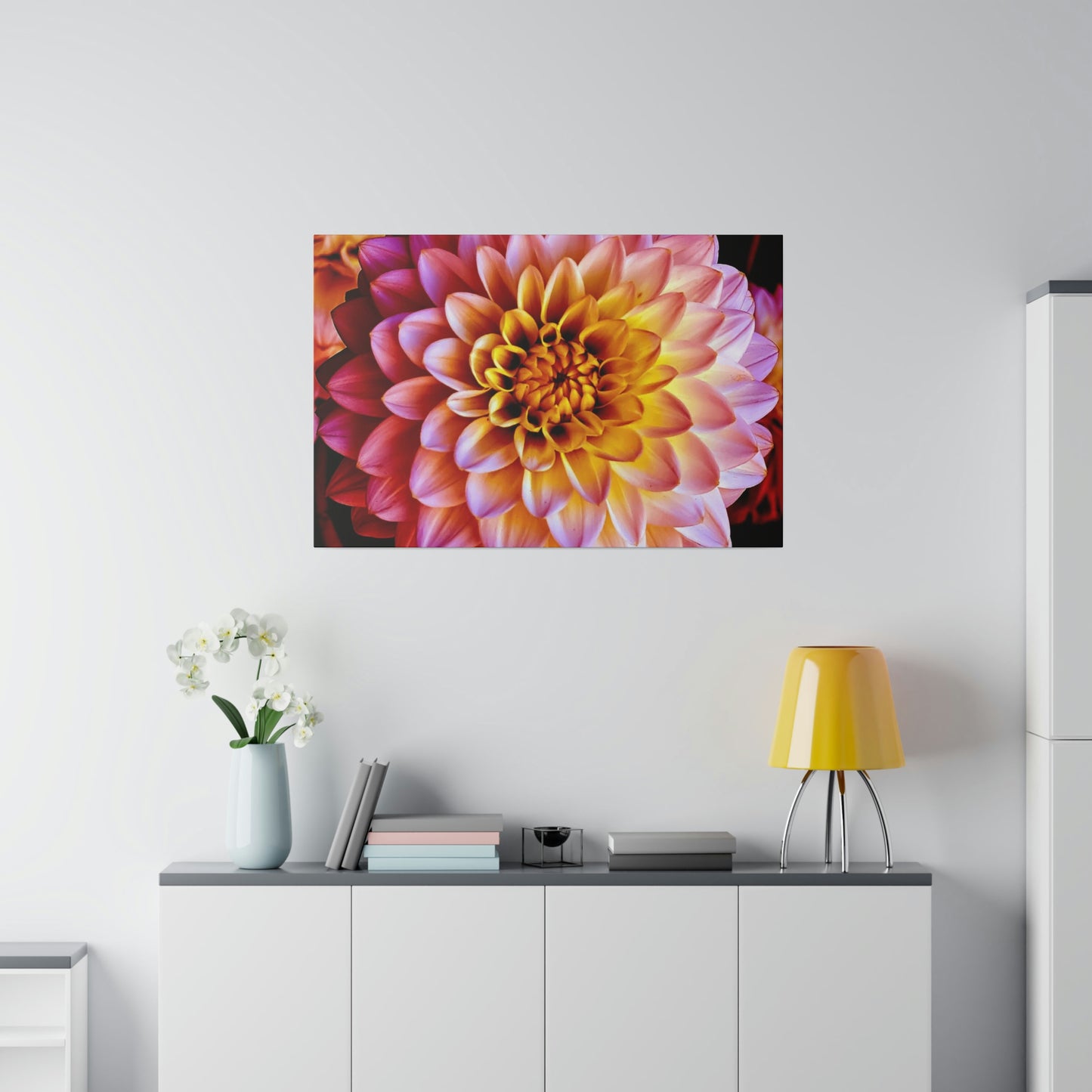 Colorful Dahlia on Matte Canvas, Stretched, 0.75"