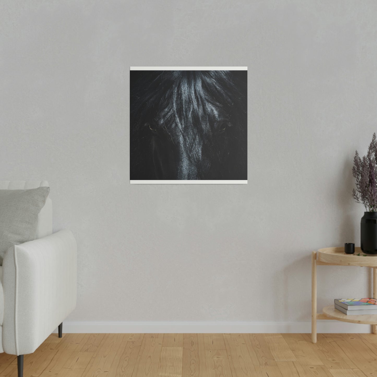 Black horse Face on Matte Canvas, Stretched, 0.75"