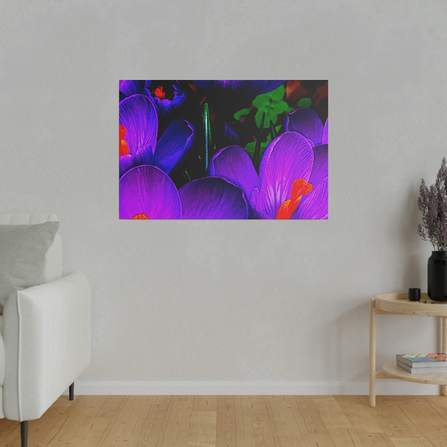 Purple Flowers on Matte Canvas, Stretched, 0.75"