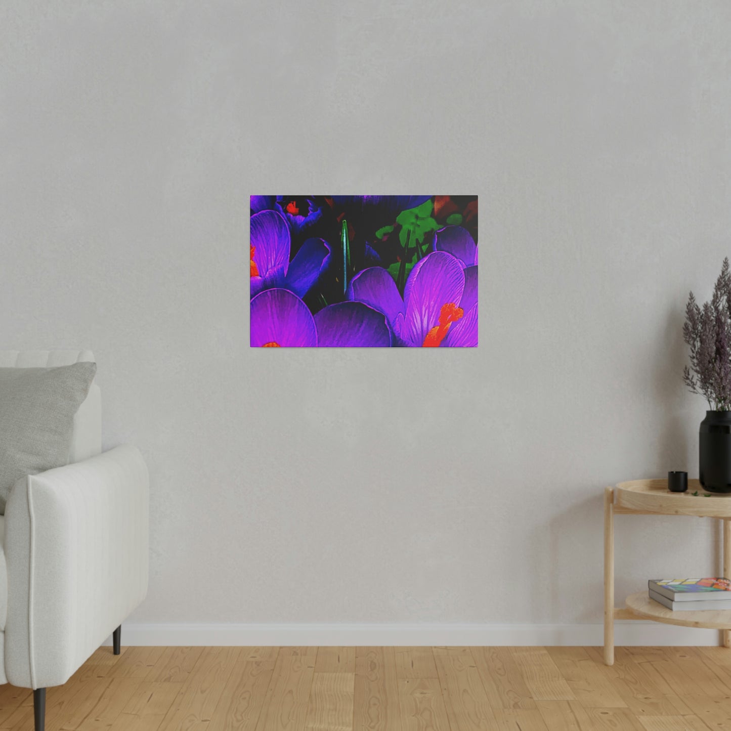 Purple Flowers on Matte Canvas, Stretched, 0.75"