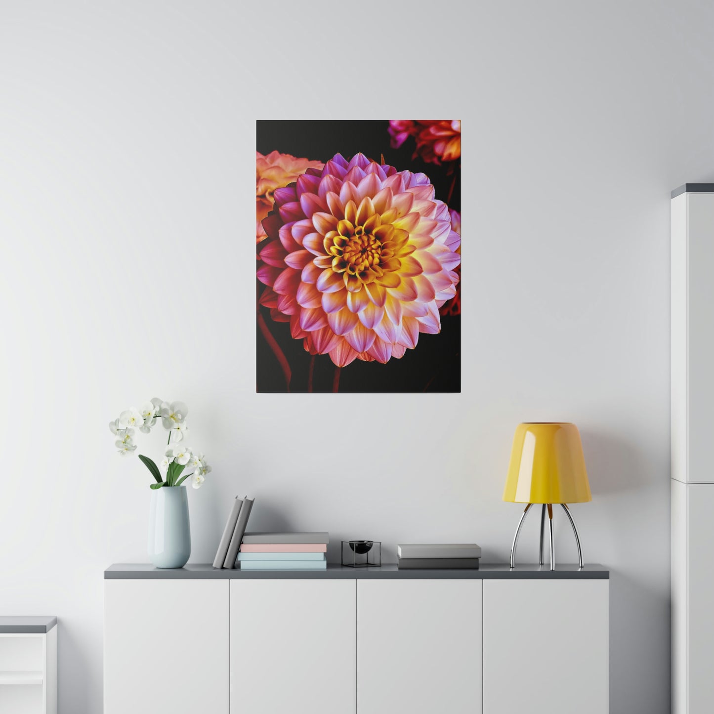 Colorful Dahlia on Matte Canvas, Stretched, 0.75"