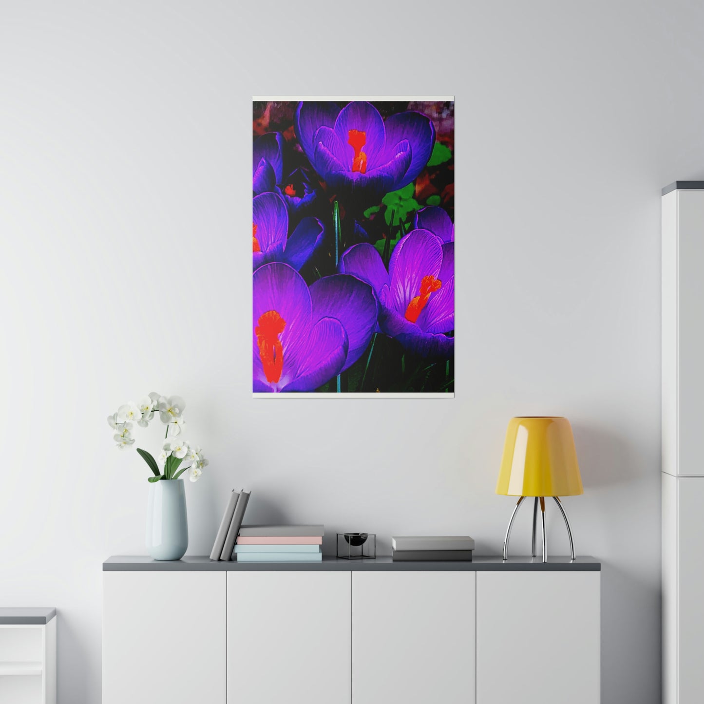 Purple Flowers on Matte Canvas, Stretched, 0.75"