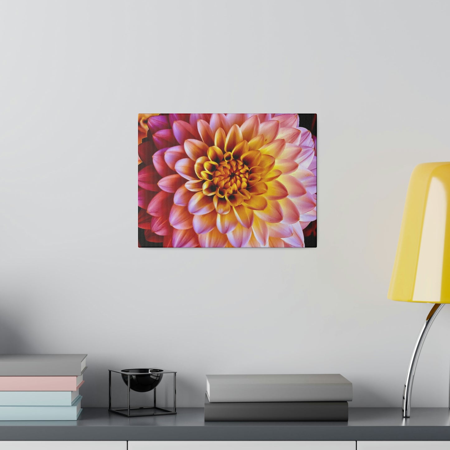 Colorful Dahlia on Matte Canvas, Stretched, 0.75"