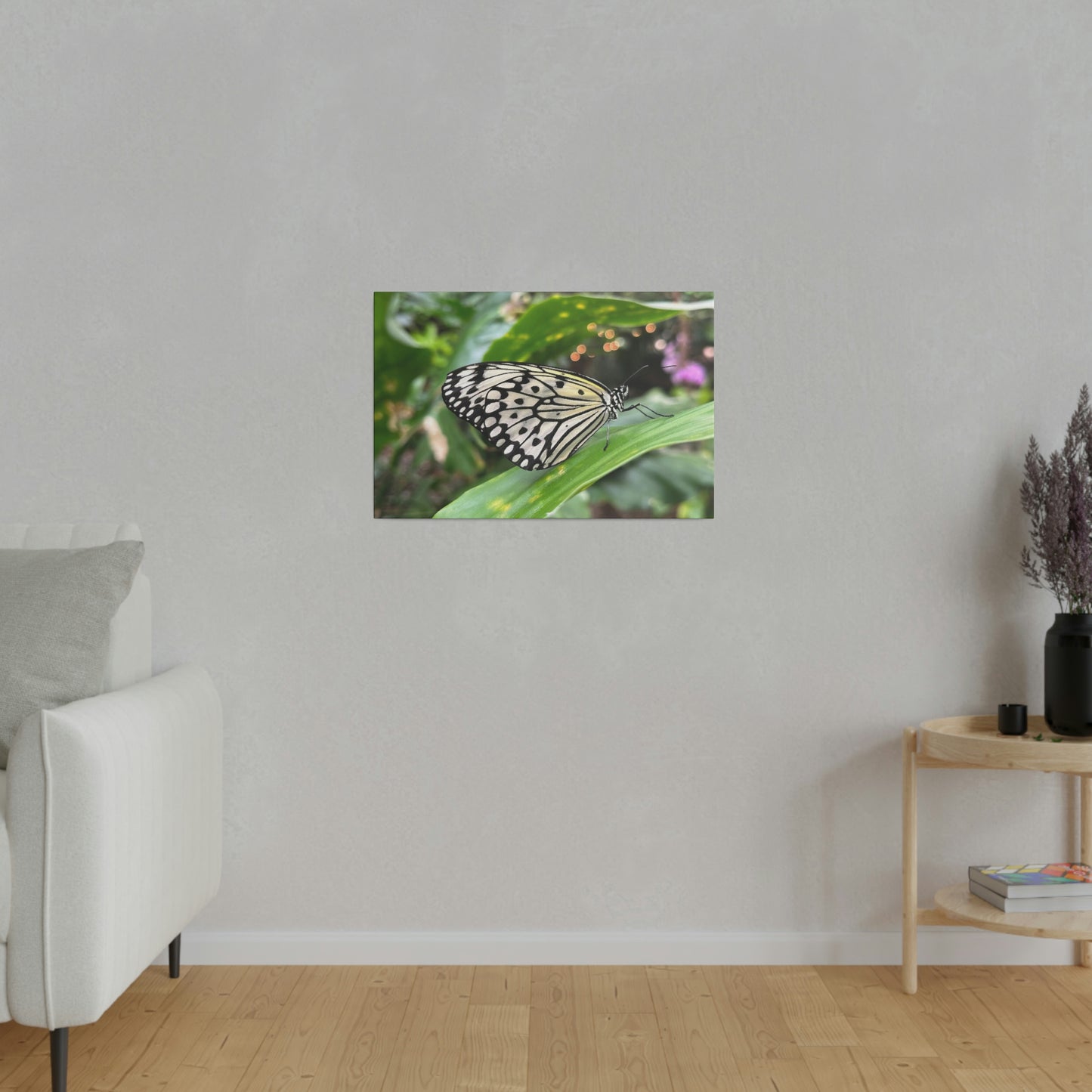 Black and White Butterfly on Matte Canvas, Stretched, 0.75"