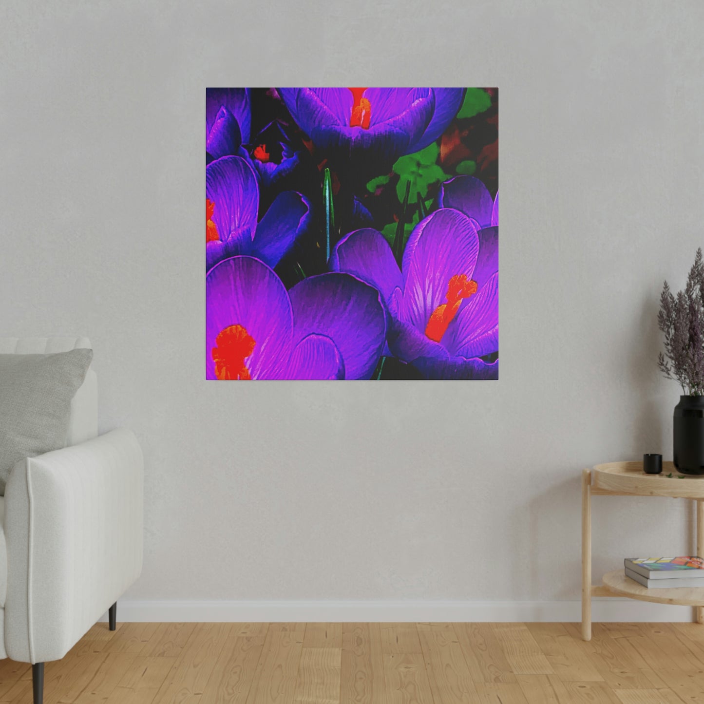 Purple Flowers on Matte Canvas, Stretched, 0.75"