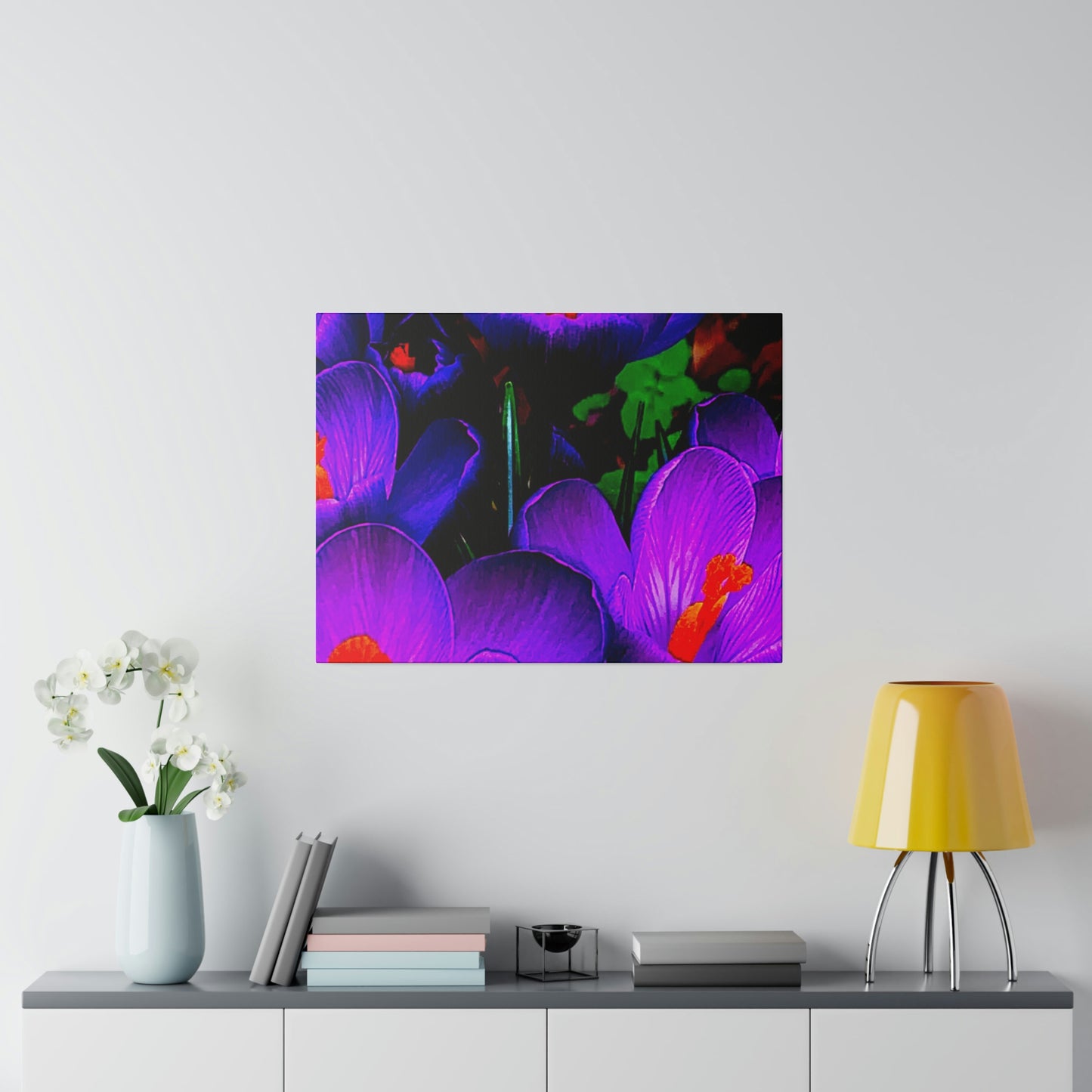 Purple Flowers on Matte Canvas, Stretched, 0.75"