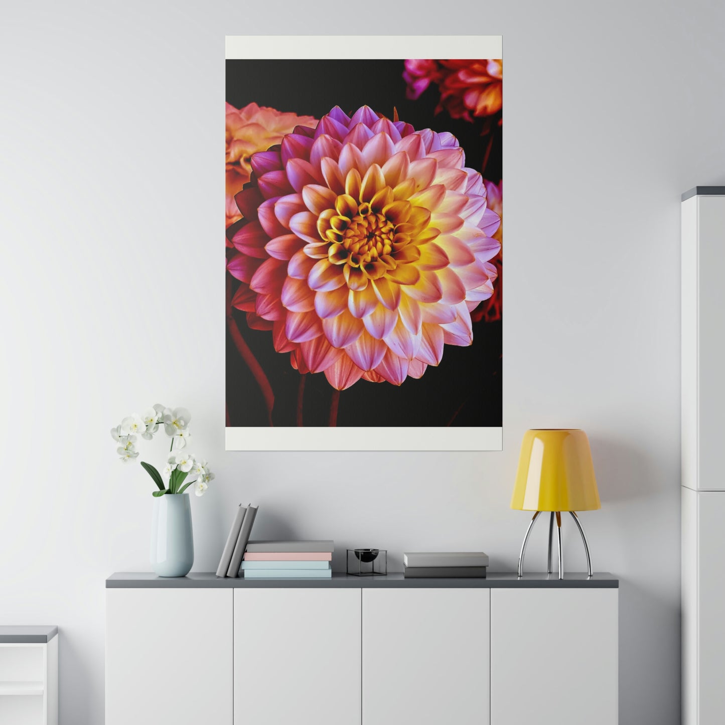 Colorful Dahlia on Matte Canvas, Stretched, 0.75"