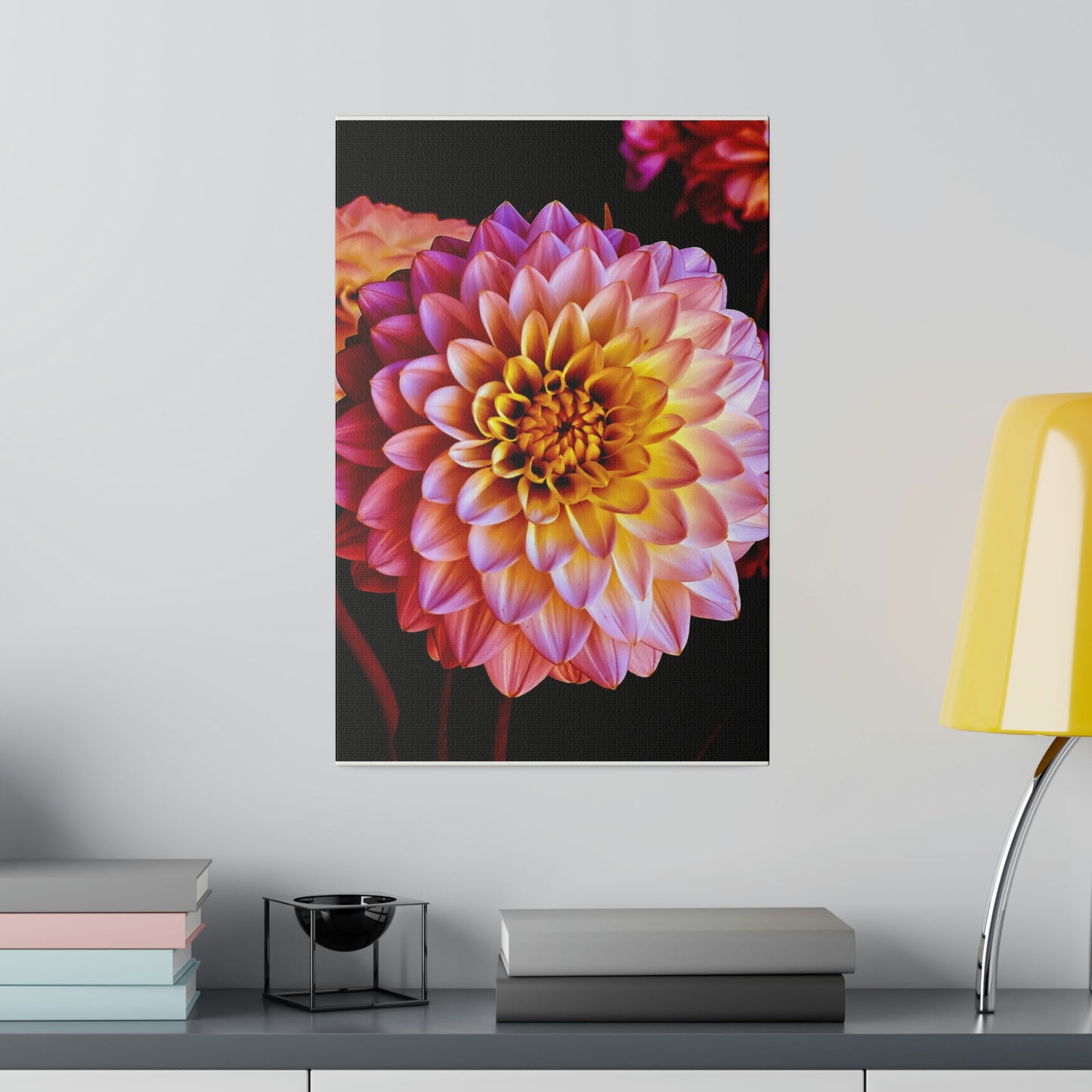 Colorful Dahlia on Matte Canvas, Stretched, 0.75"