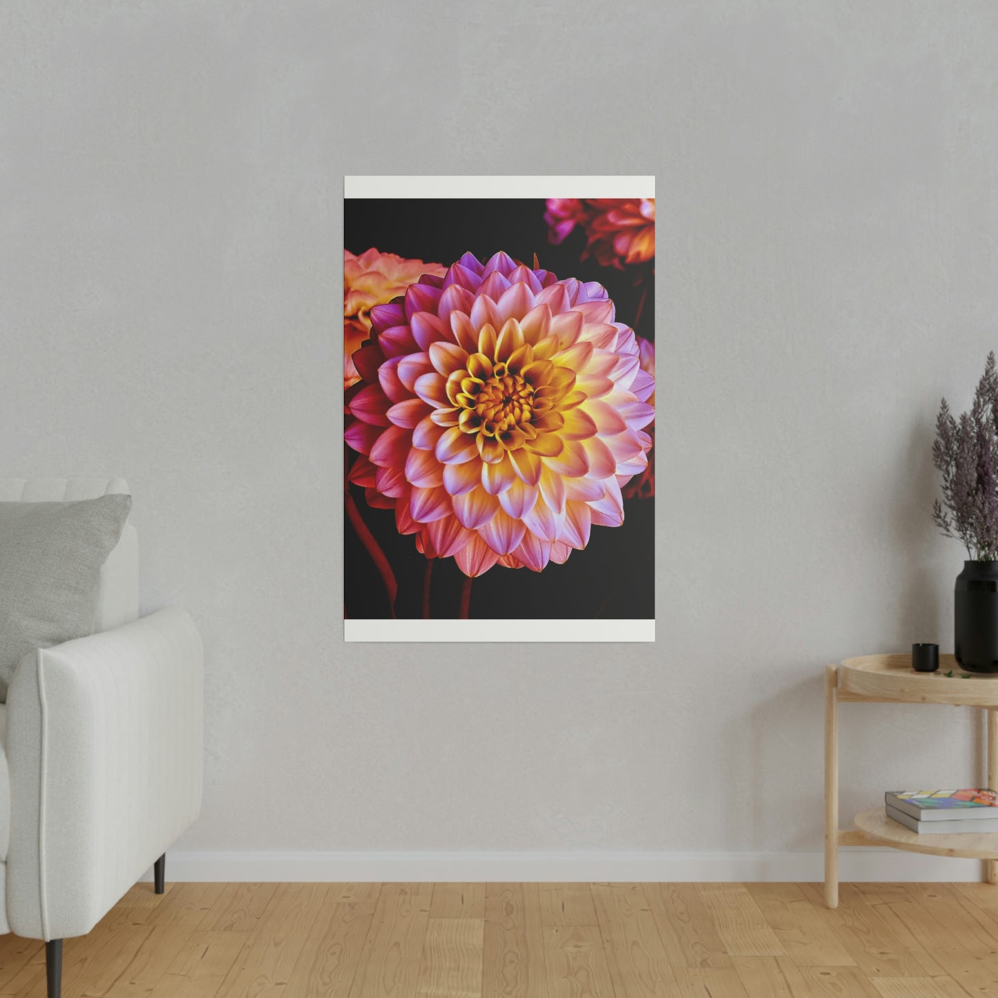 Colorful Dahlia on Matte Canvas, Stretched, 0.75"