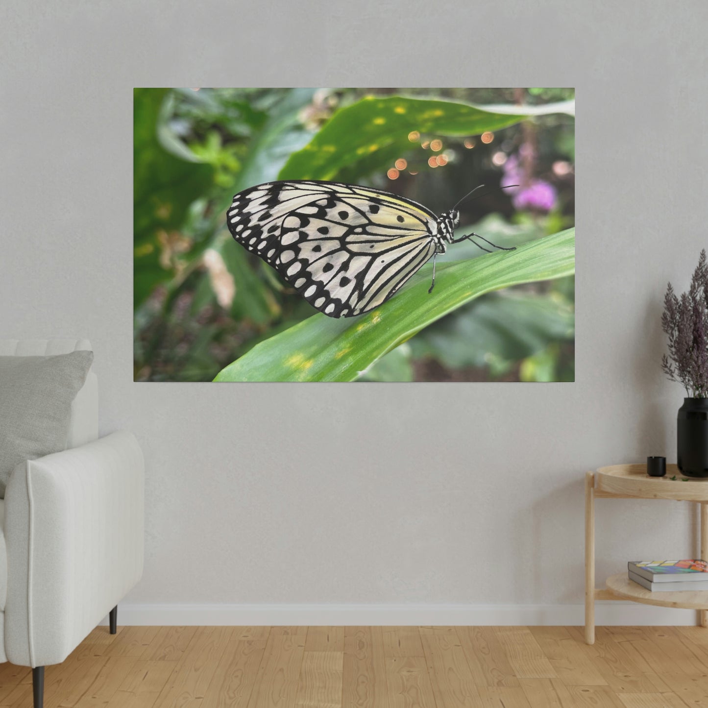 Black and White Butterfly on Matte Canvas, Stretched, 0.75"