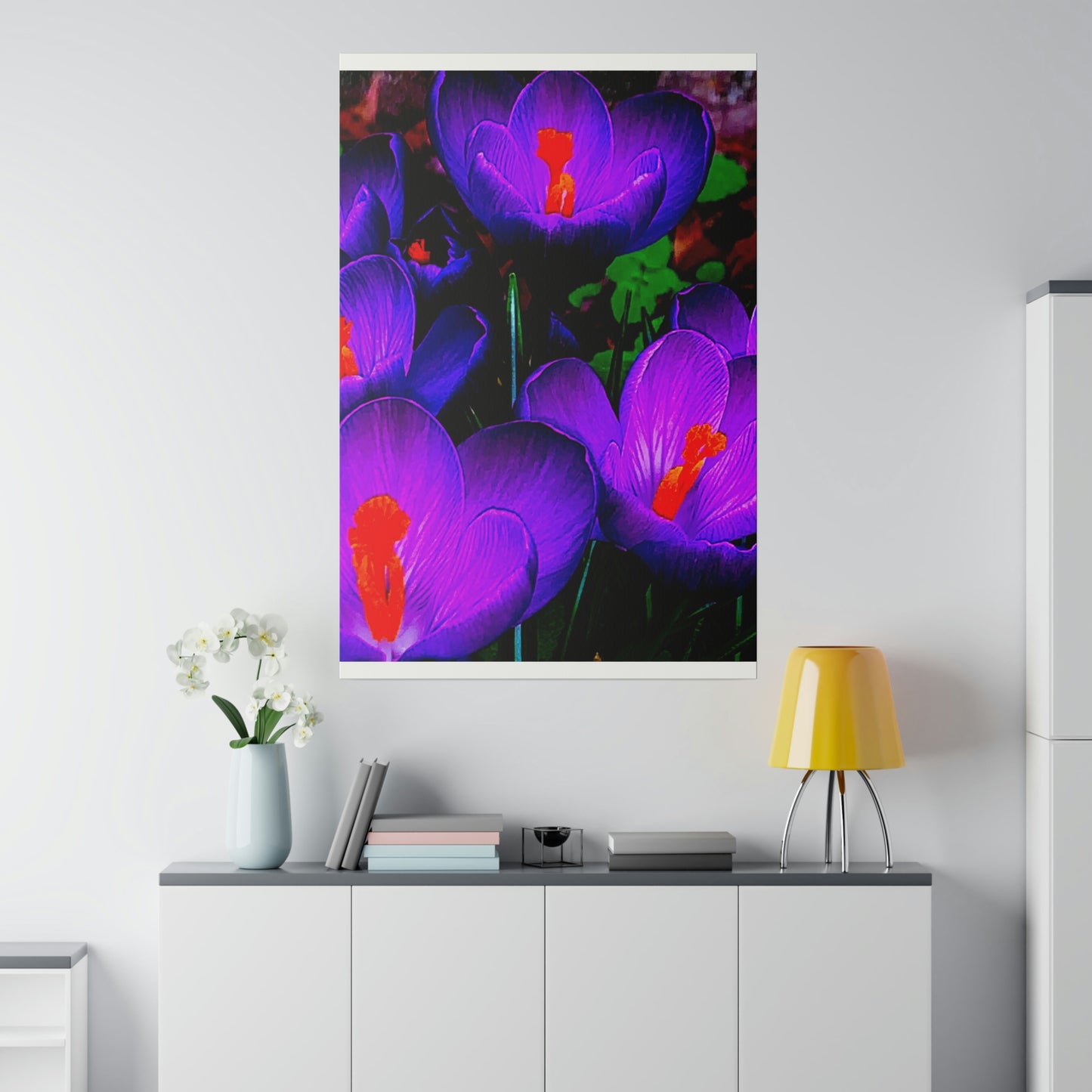 Purple Flowers on Matte Canvas, Stretched, 0.75"