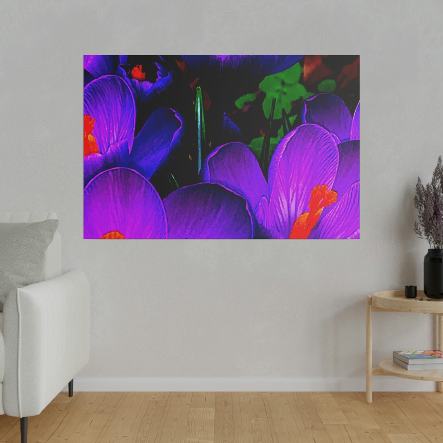 Purple Flowers on Matte Canvas, Stretched, 0.75"