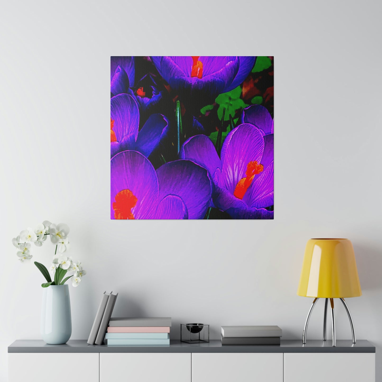 Purple Flowers on Matte Canvas, Stretched, 0.75"