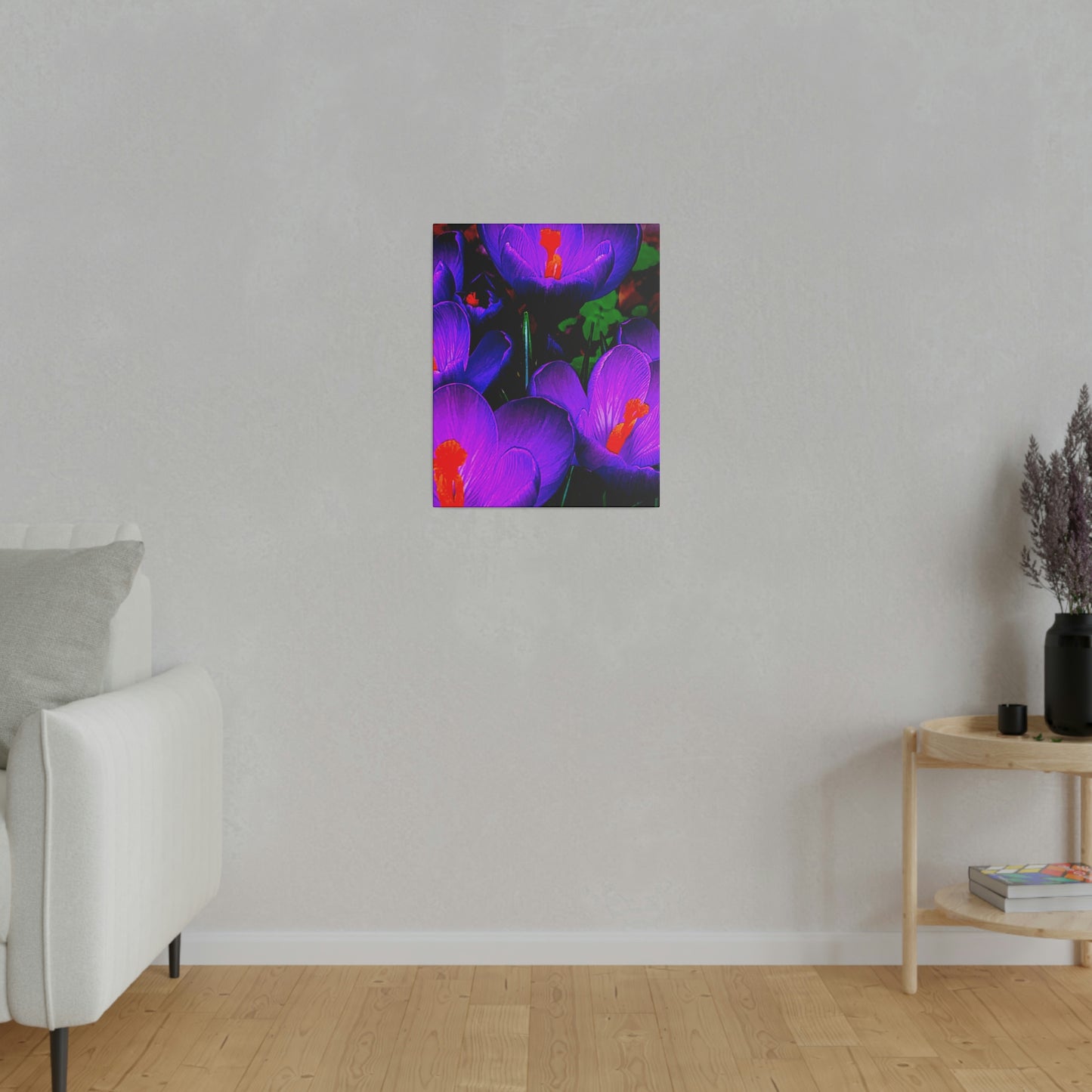 Purple Flowers on Matte Canvas, Stretched, 0.75"