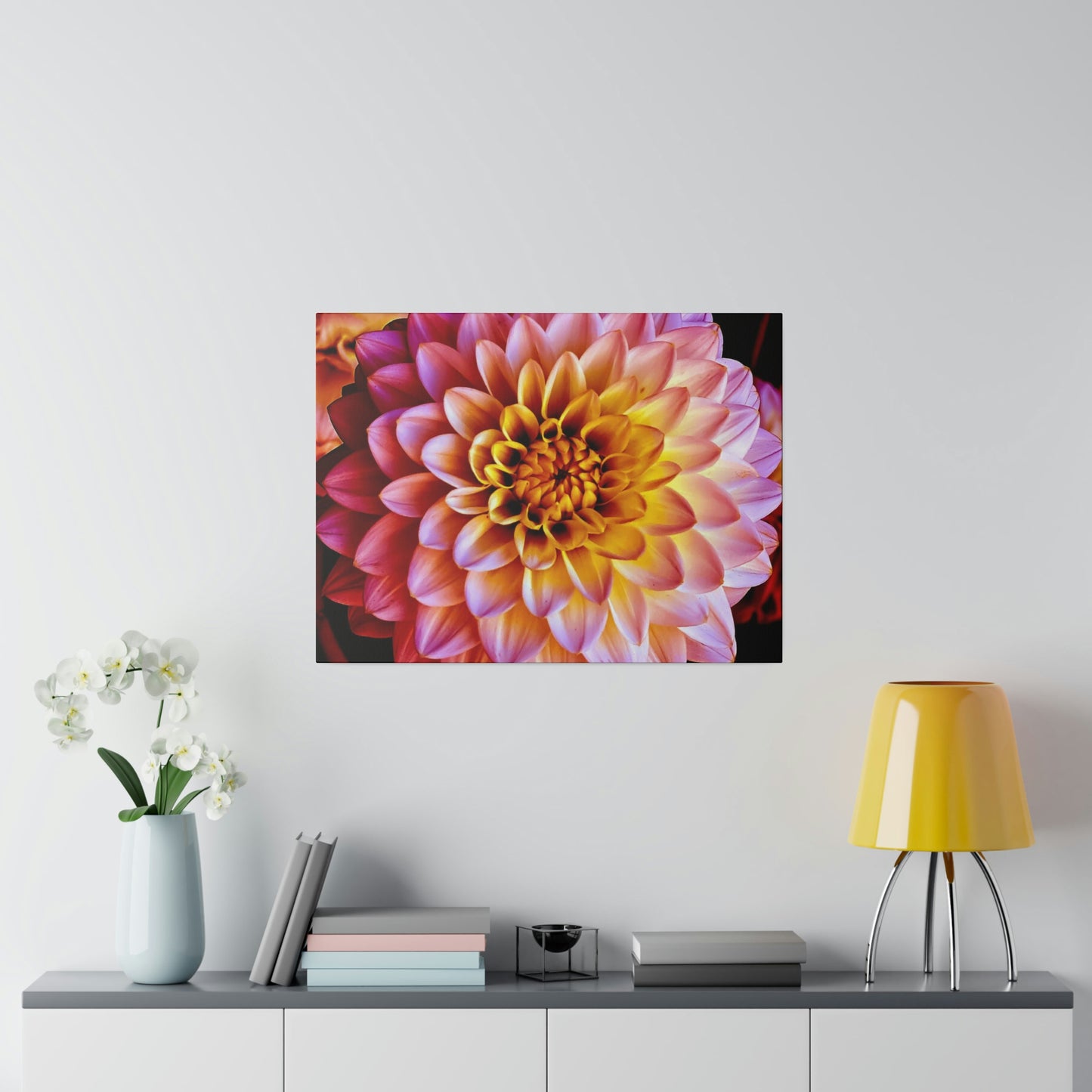 Colorful Dahlia on Matte Canvas, Stretched, 0.75"