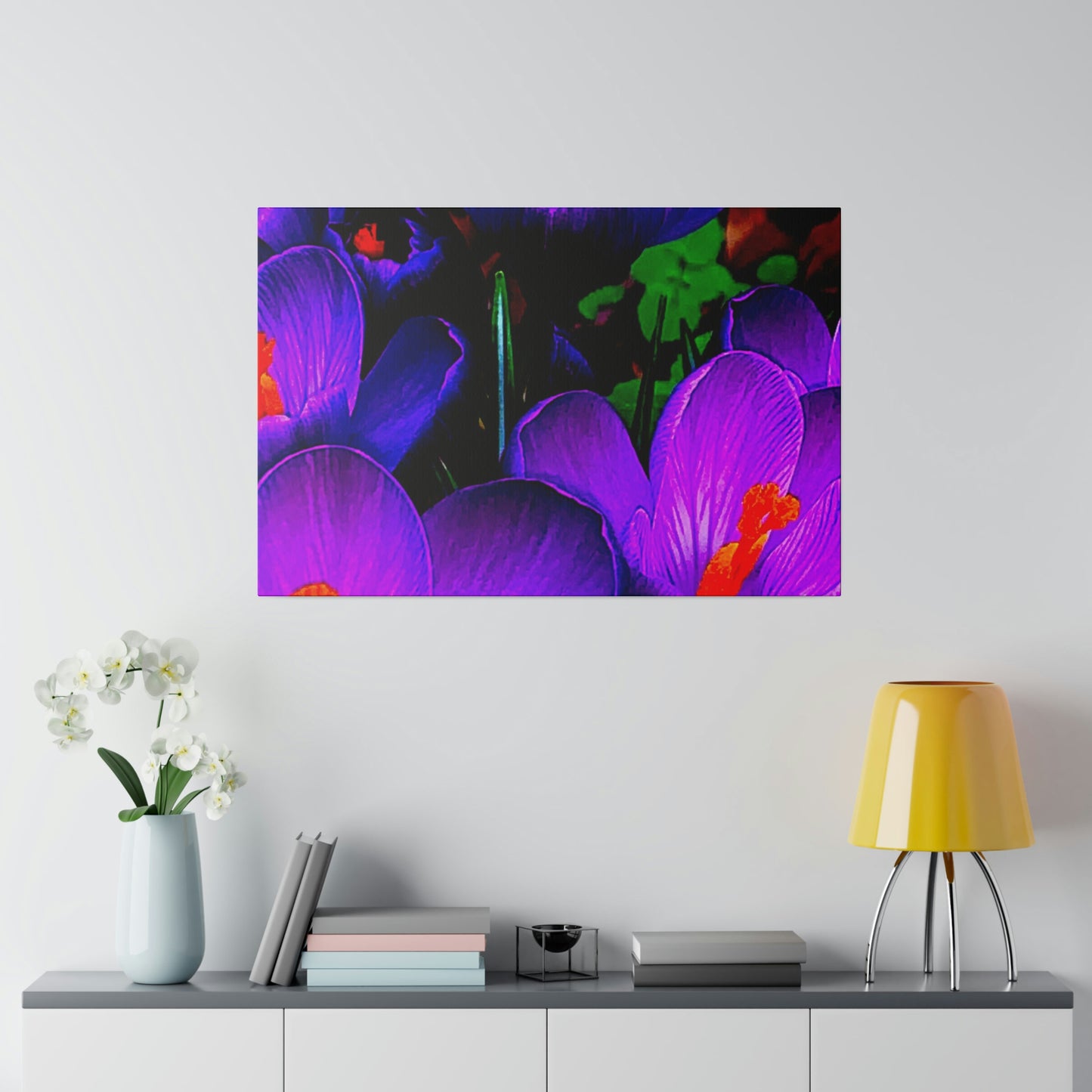 Purple Flowers on Matte Canvas, Stretched, 0.75"