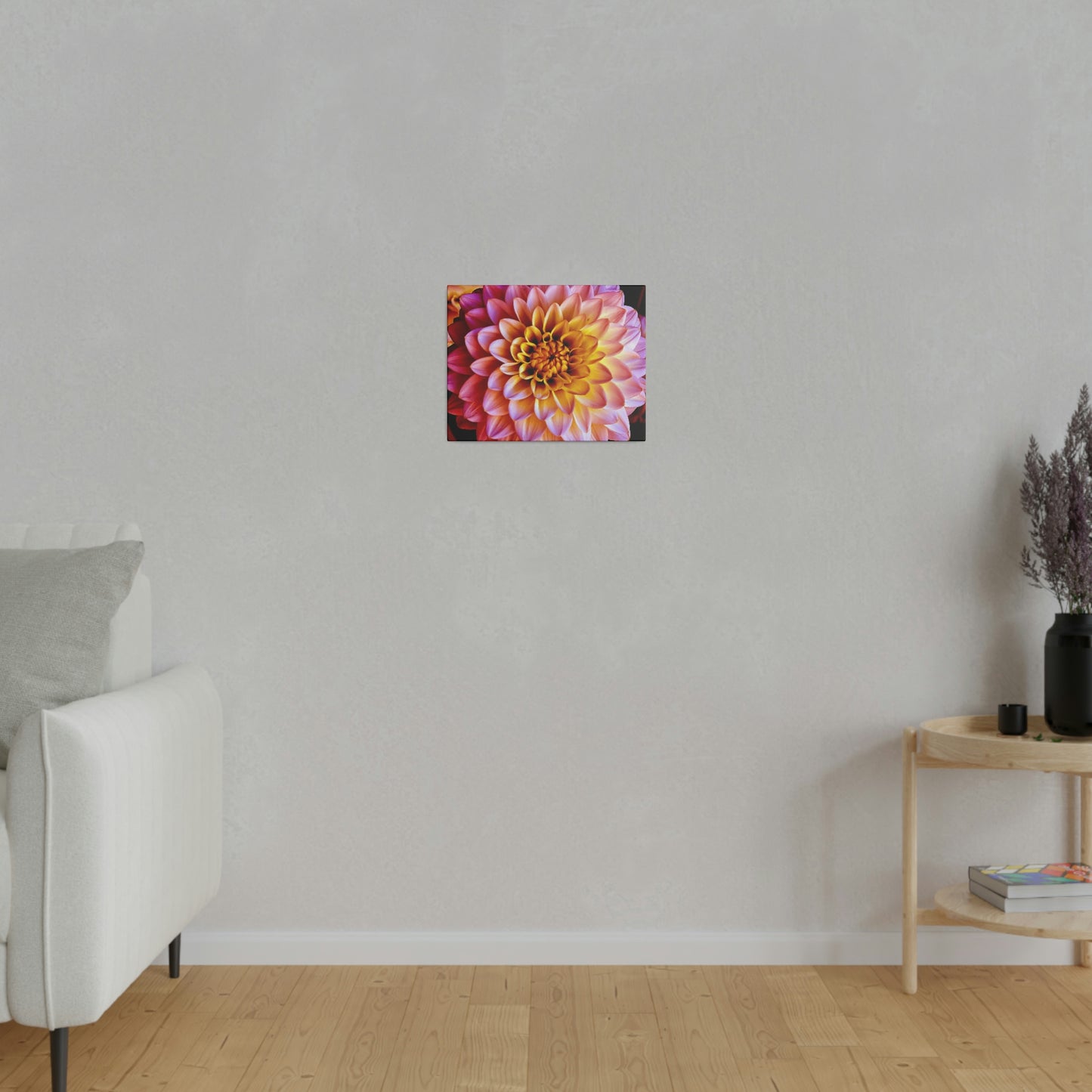 Colorful Dahlia on Matte Canvas, Stretched, 0.75"