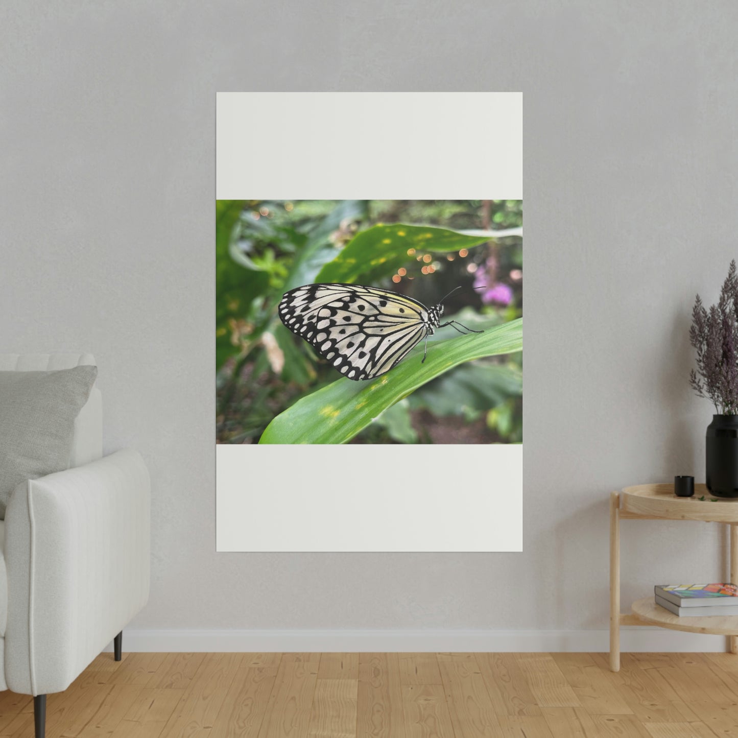 Black and White Butterfly on Matte Canvas, Stretched, 0.75"