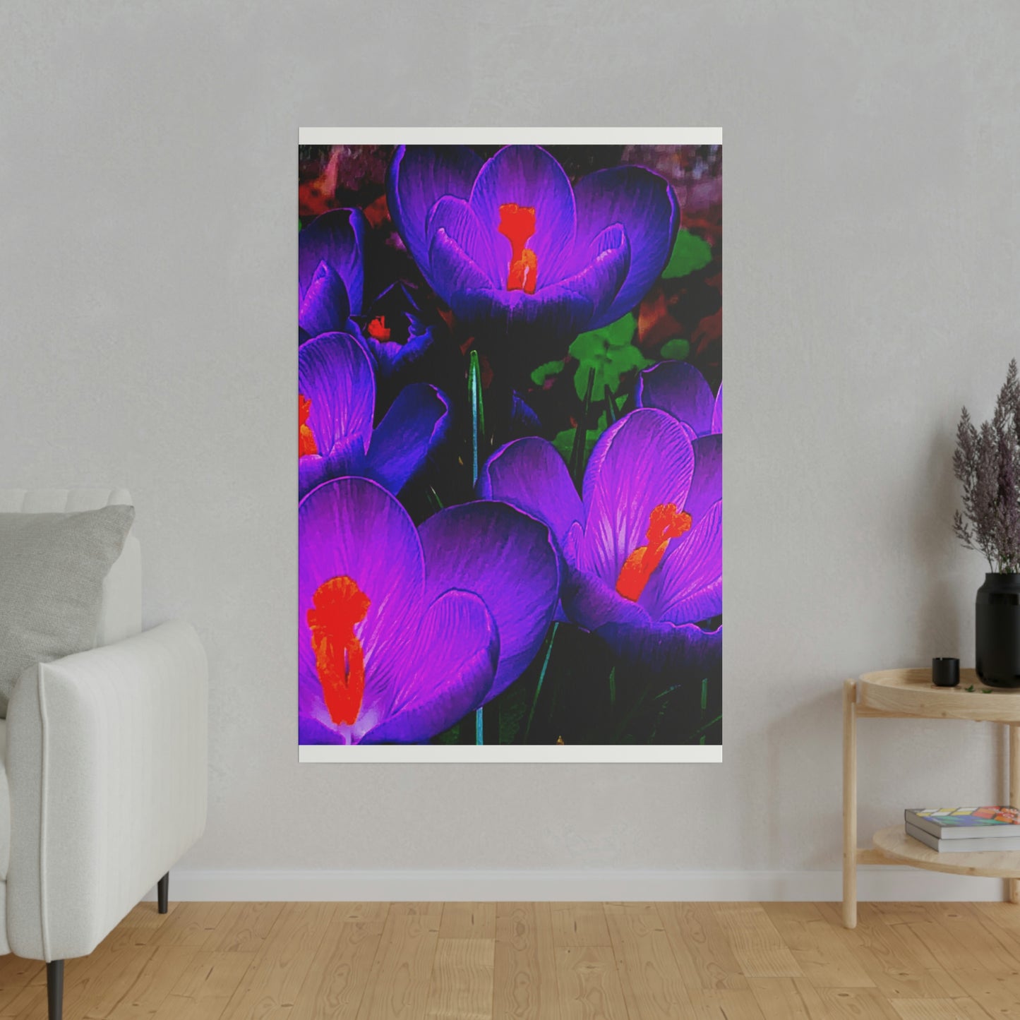 Purple Flowers on Matte Canvas, Stretched, 0.75"