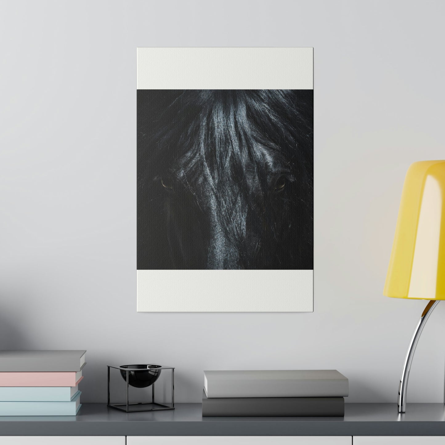 Black horse Face on Matte Canvas, Stretched, 0.75"