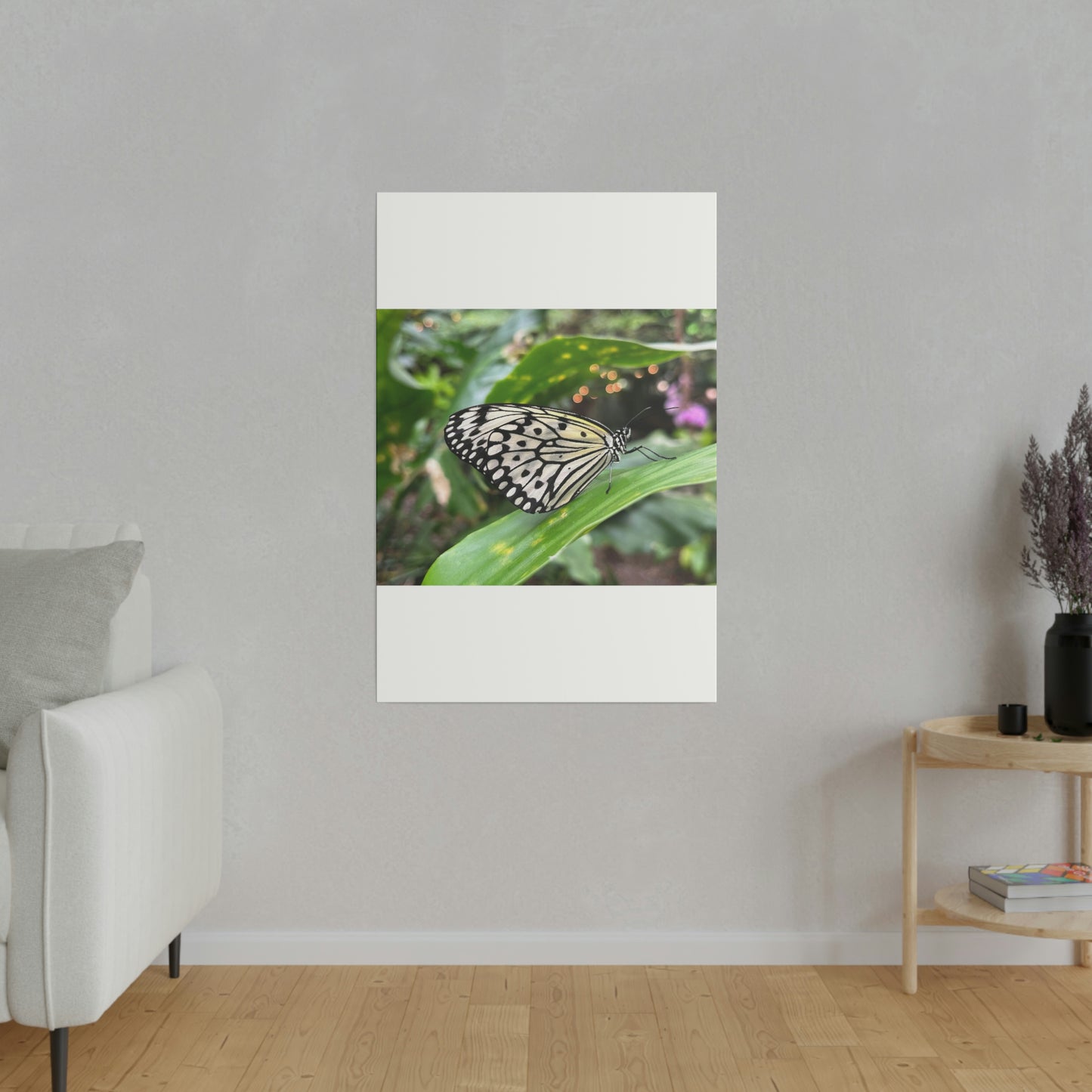 Black and White Butterfly on Matte Canvas, Stretched, 0.75"