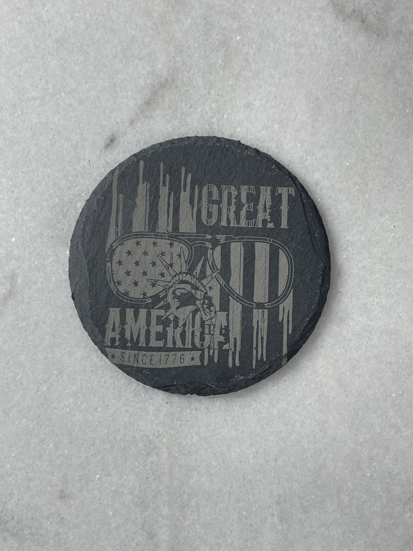 Slate Patriotic Coaster 4 inch diameter