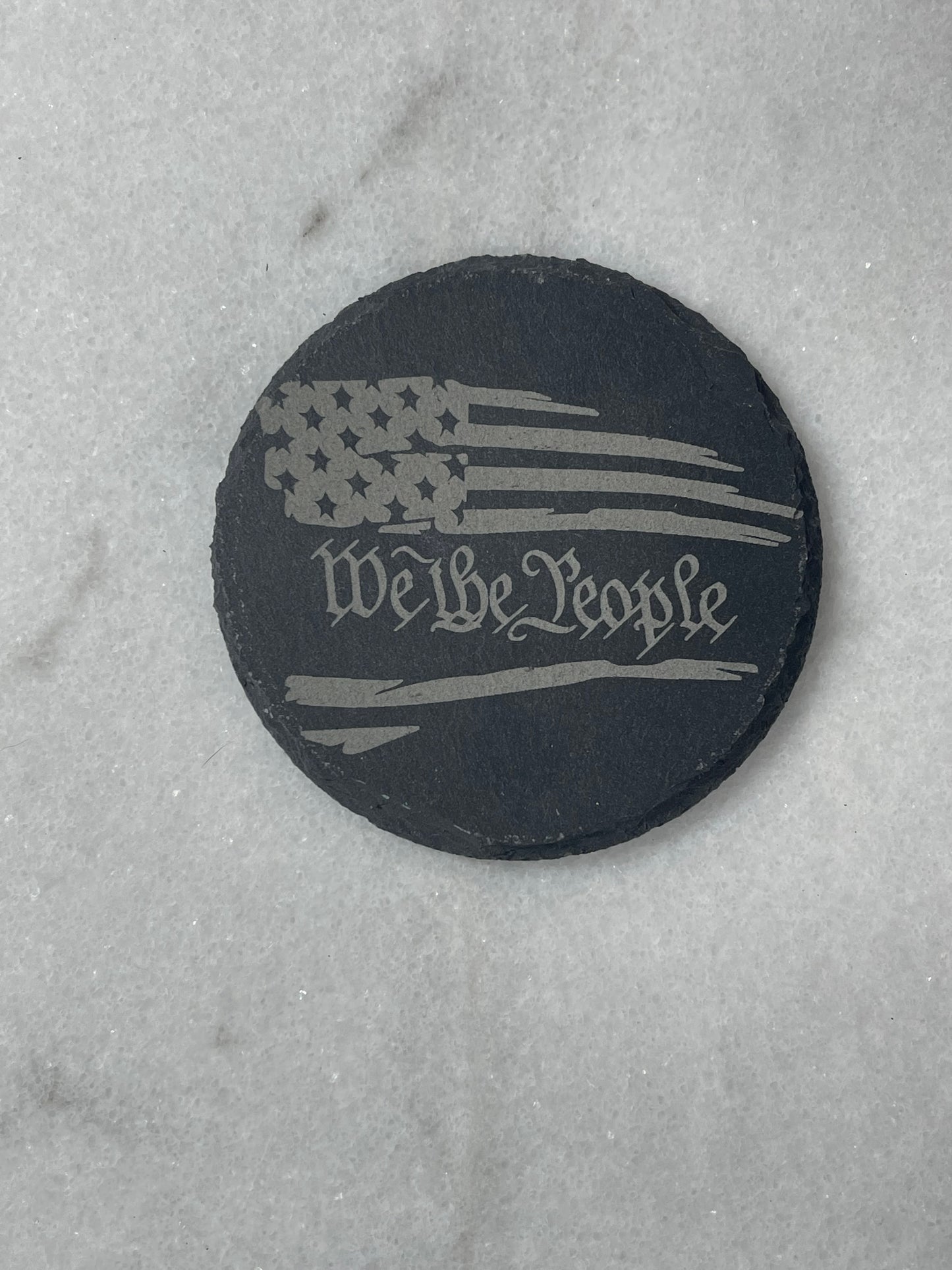 Slate Patriotic Coaster 4 inch diameter