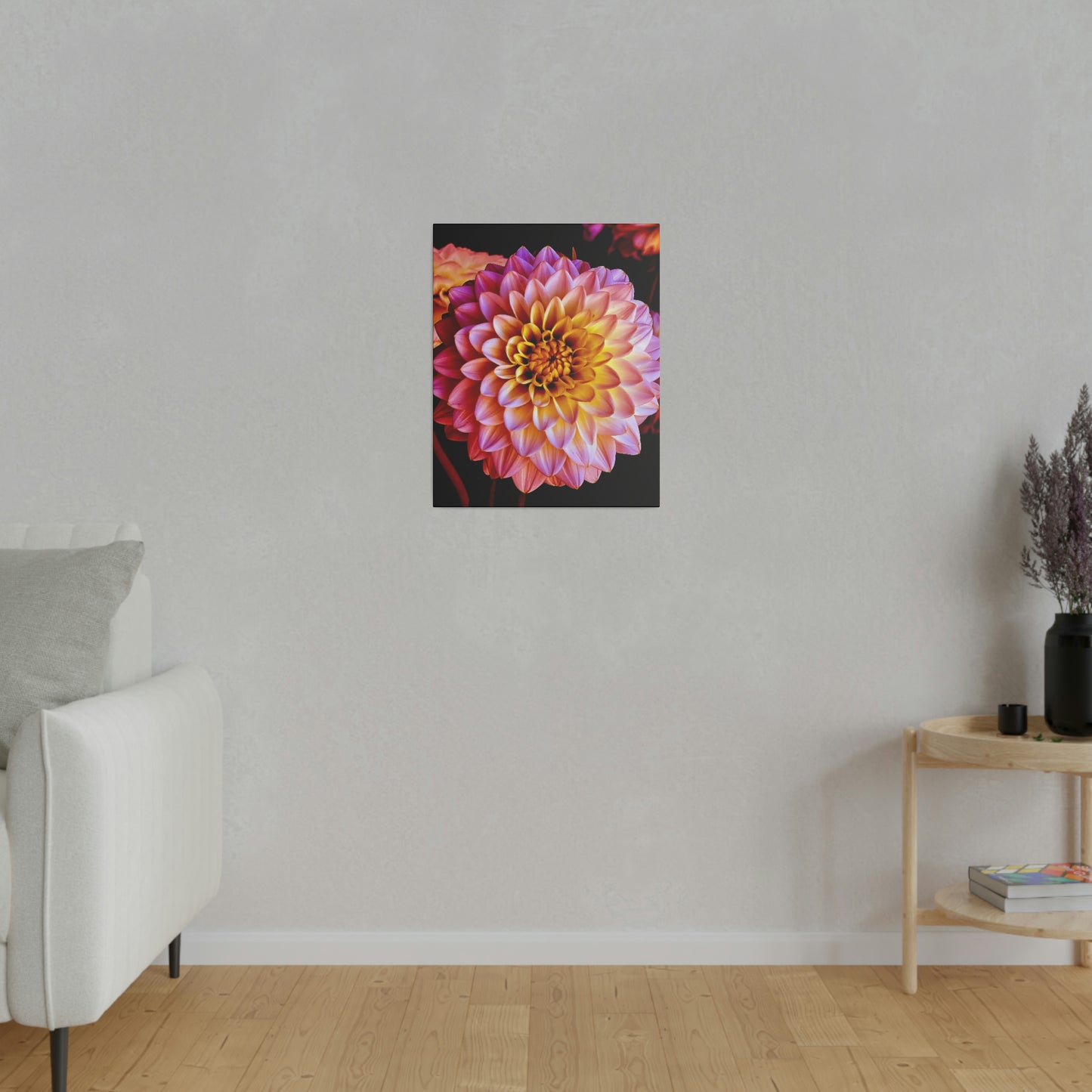 Colorful Dahlia on Matte Canvas, Stretched, 0.75"