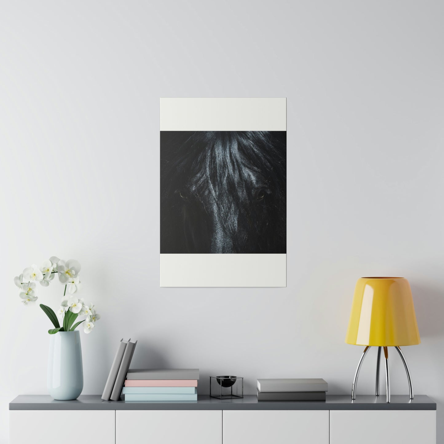 Black horse Face on Matte Canvas, Stretched, 0.75"