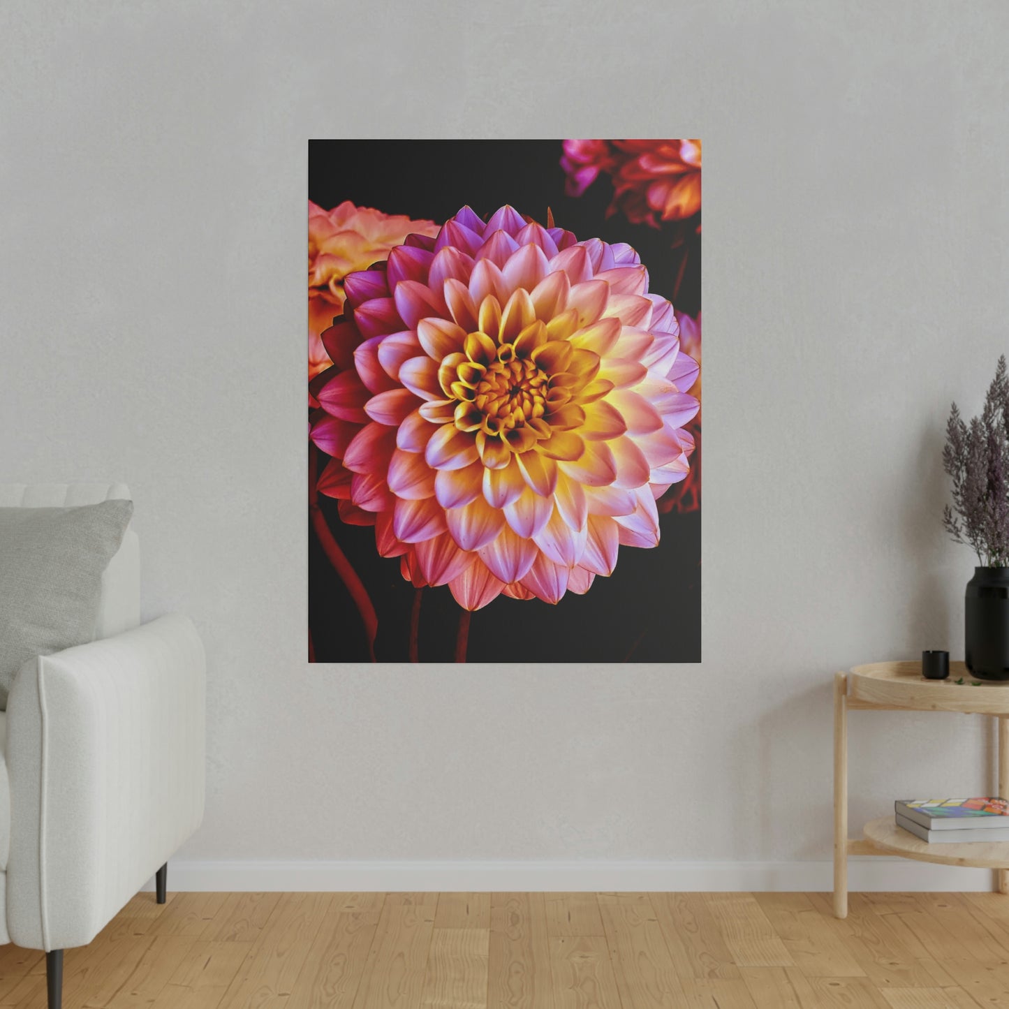 Colorful Dahlia on Matte Canvas, Stretched, 0.75"