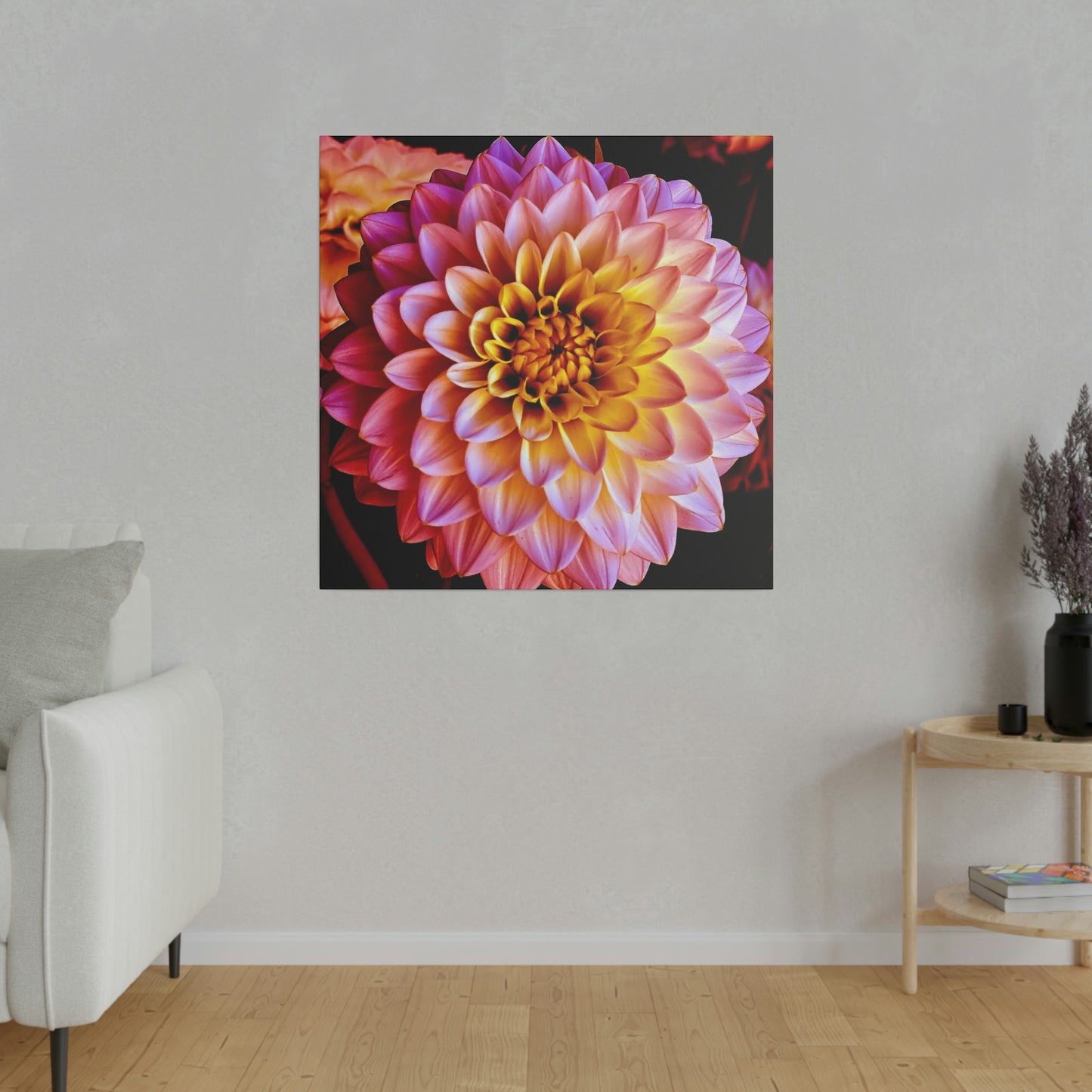 Colorful Dahlia on Matte Canvas, Stretched, 0.75"