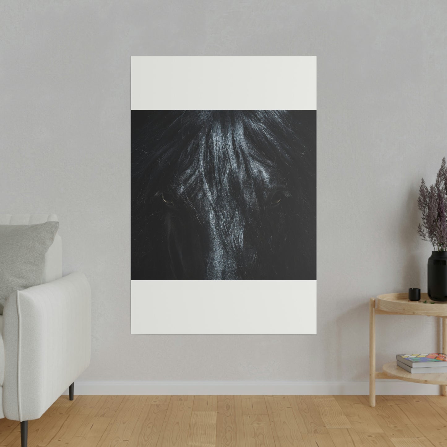 Black horse Face on Matte Canvas, Stretched, 0.75"