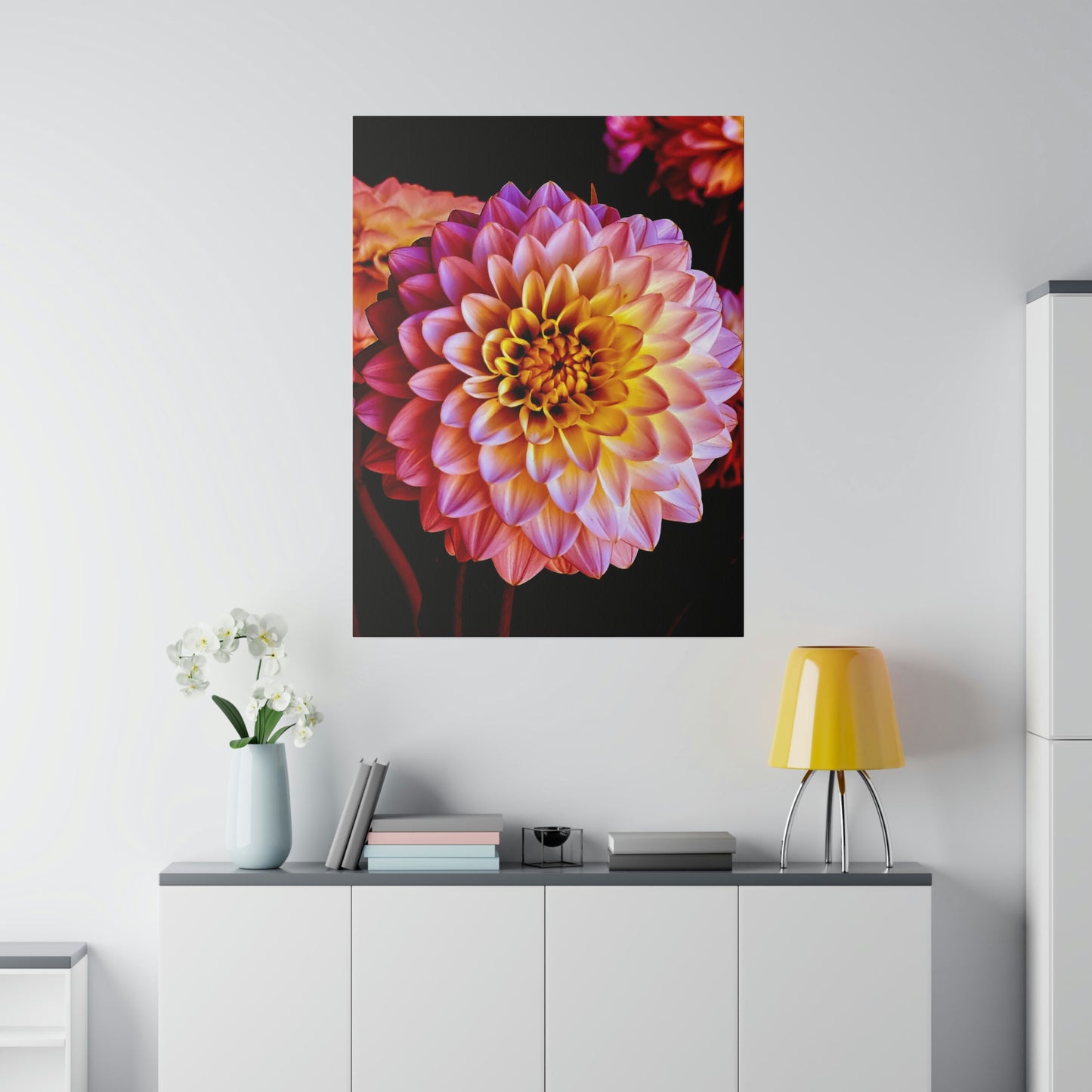 Colorful Dahlia on Matte Canvas, Stretched, 0.75"