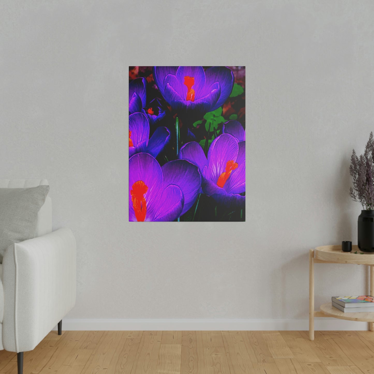 Purple Flowers on Matte Canvas, Stretched, 0.75"