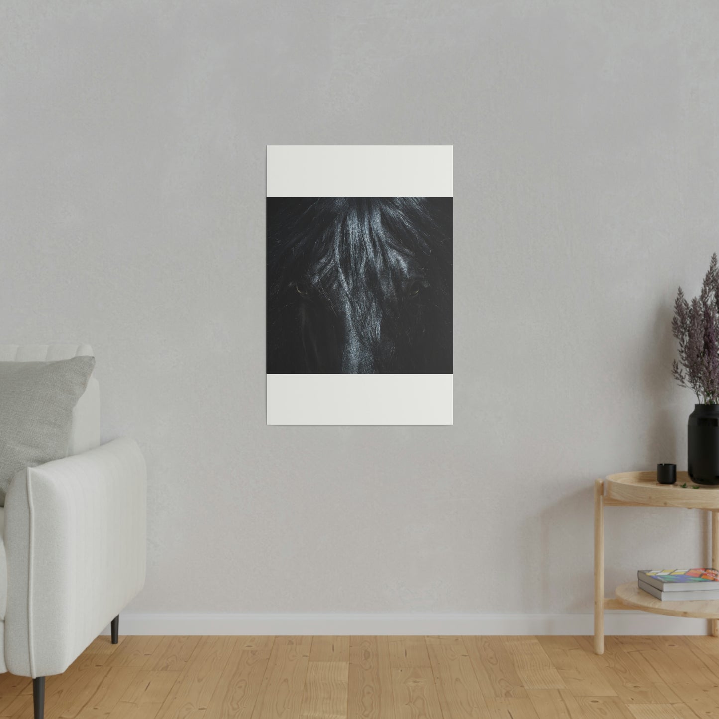 Black horse Face on Matte Canvas, Stretched, 0.75"