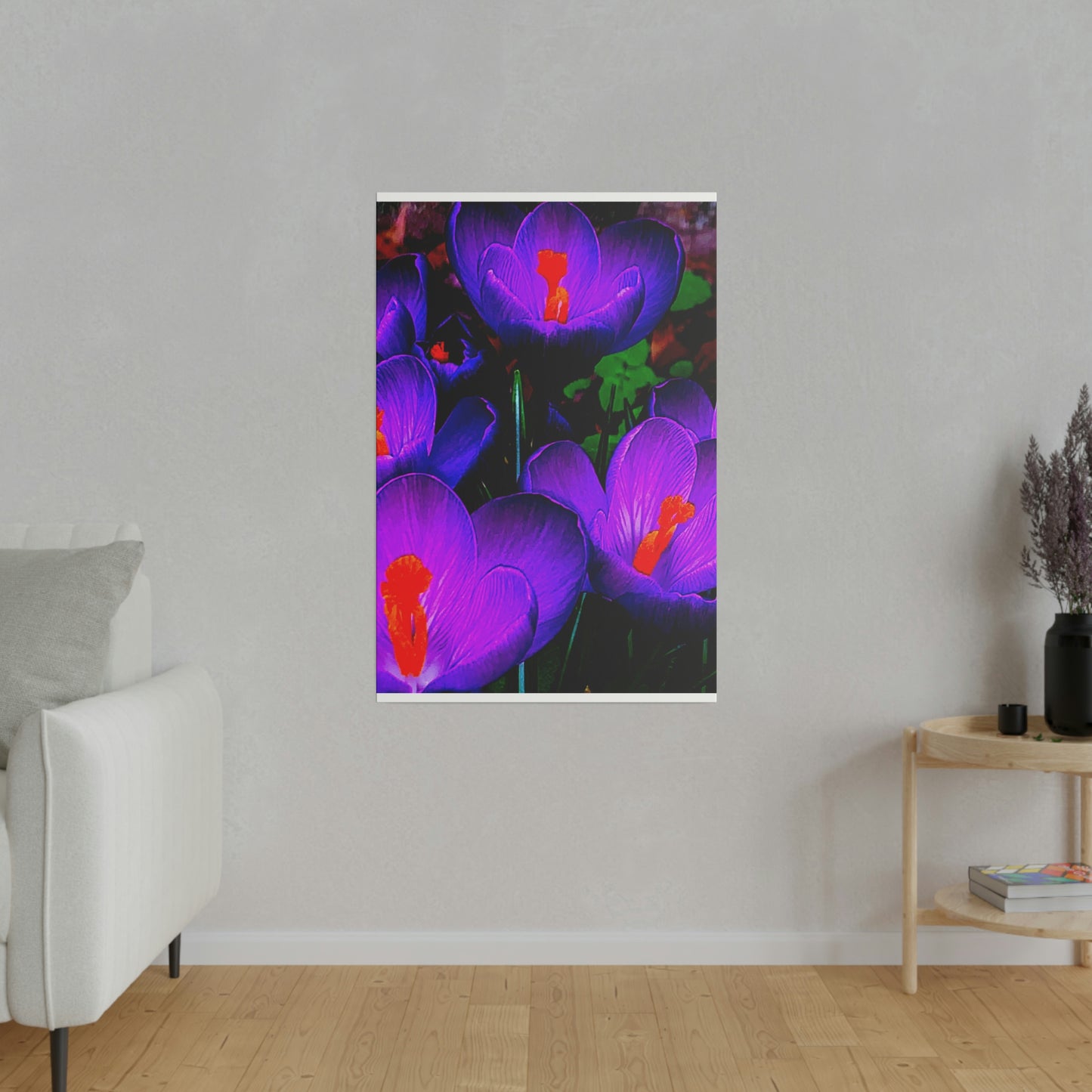 Purple Flowers on Matte Canvas, Stretched, 0.75"