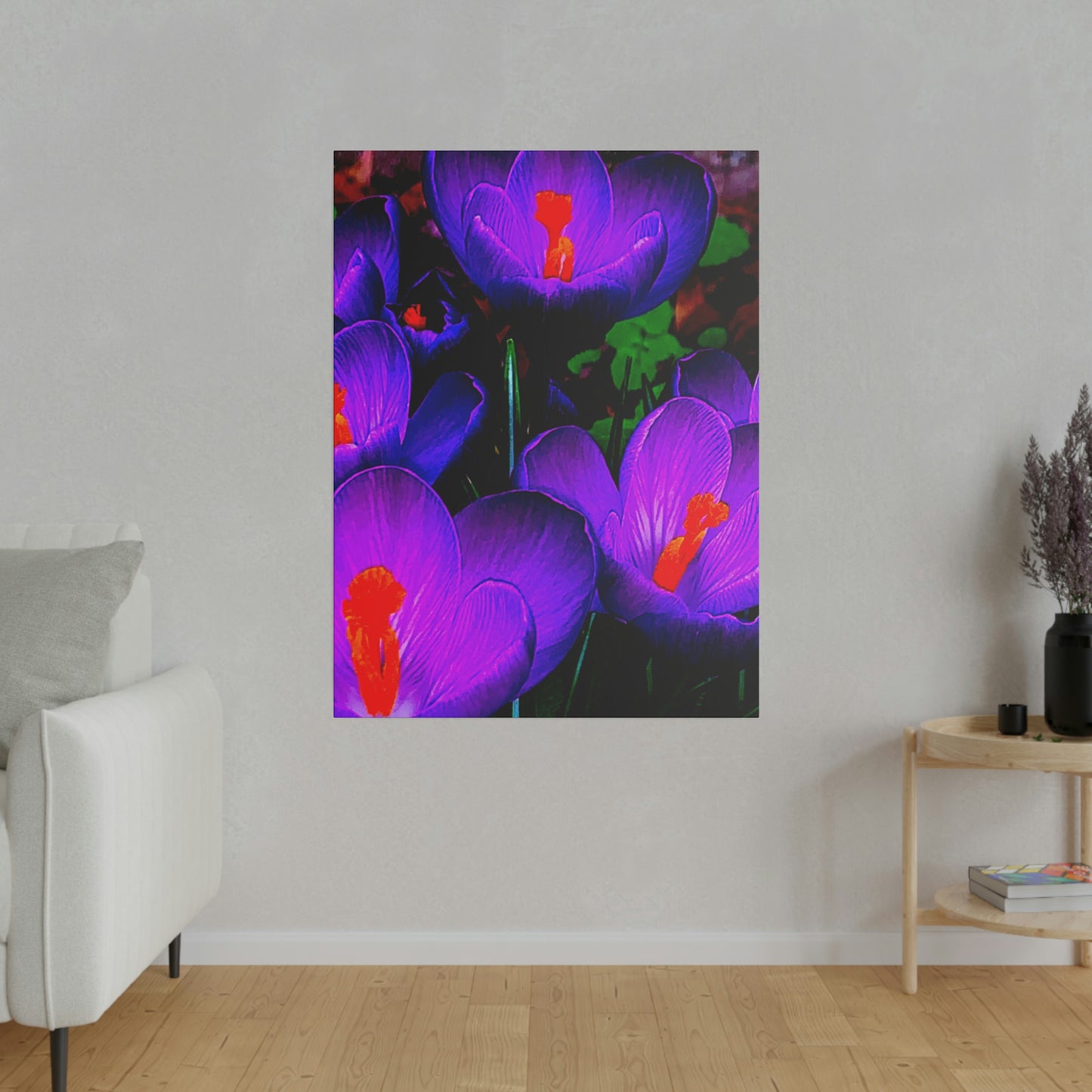 Purple Flowers on Matte Canvas, Stretched, 0.75"