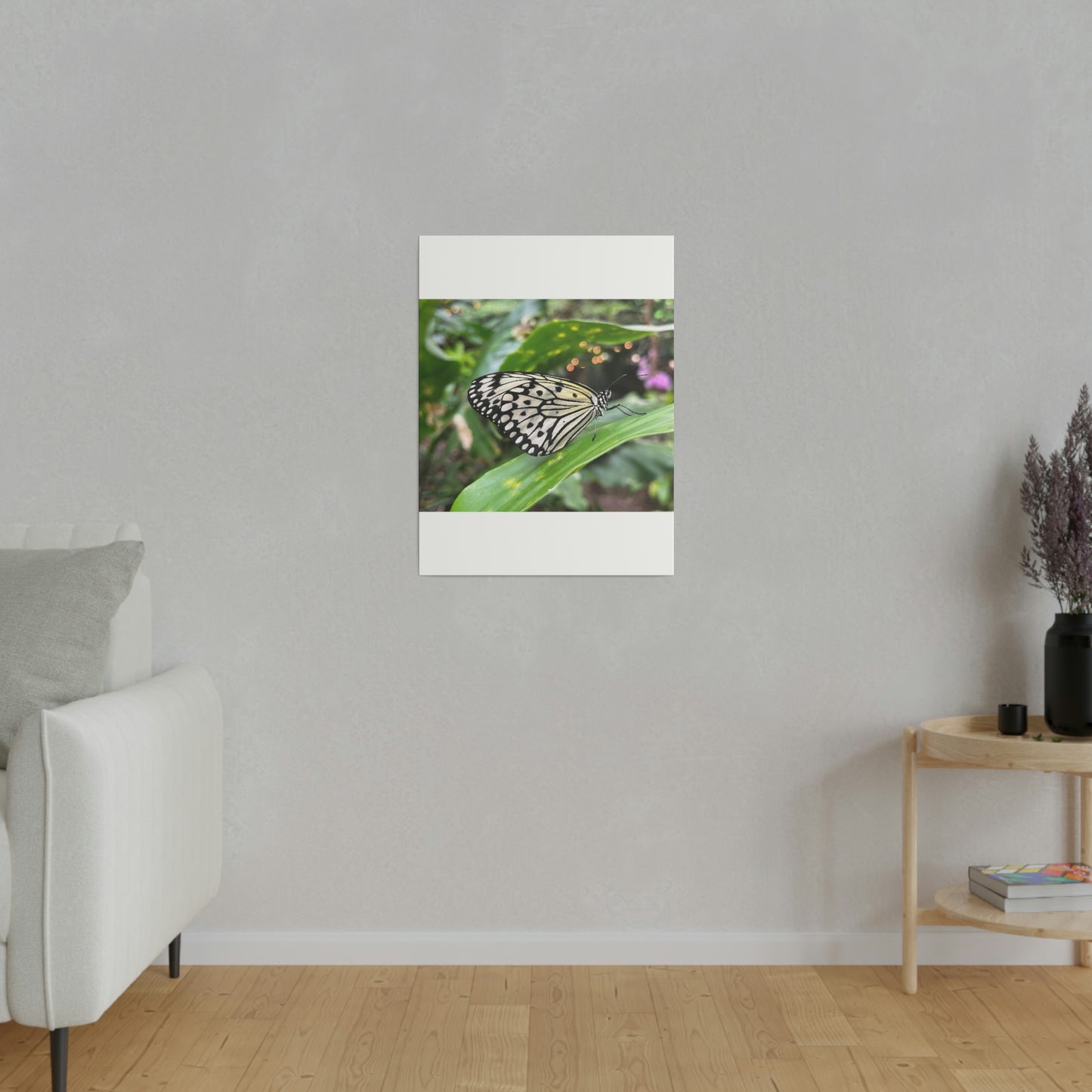 Black and White Butterfly on Matte Canvas, Stretched, 0.75"