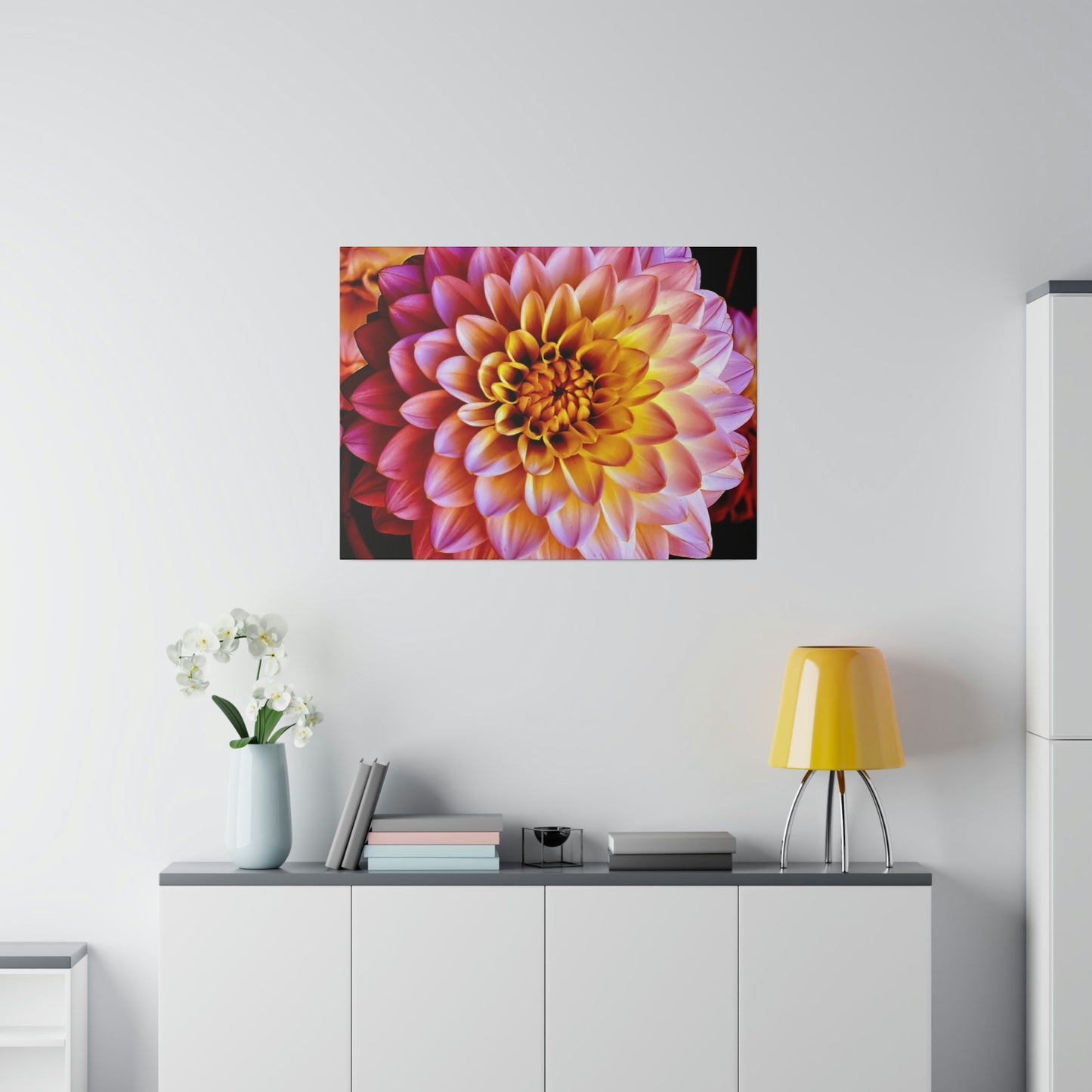 Colorful Dahlia on Matte Canvas, Stretched, 0.75"