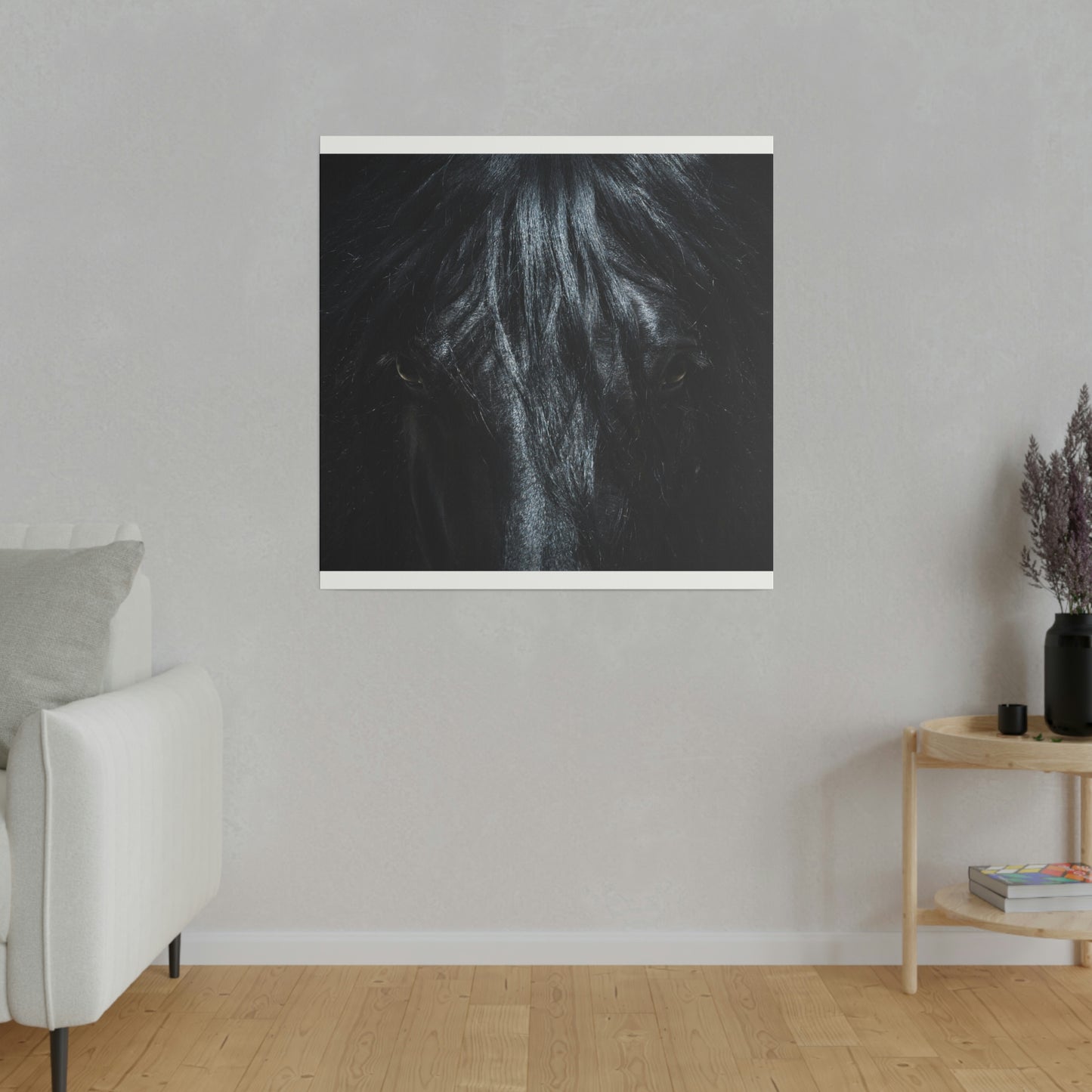 Black horse Face on Matte Canvas, Stretched, 0.75"