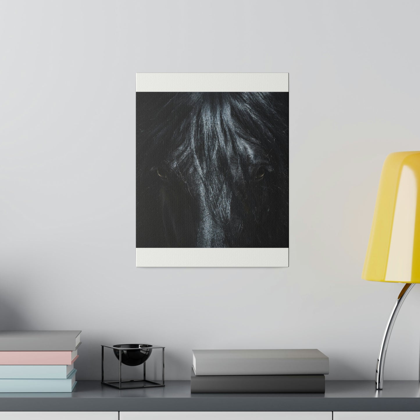 Black horse Face on Matte Canvas, Stretched, 0.75"