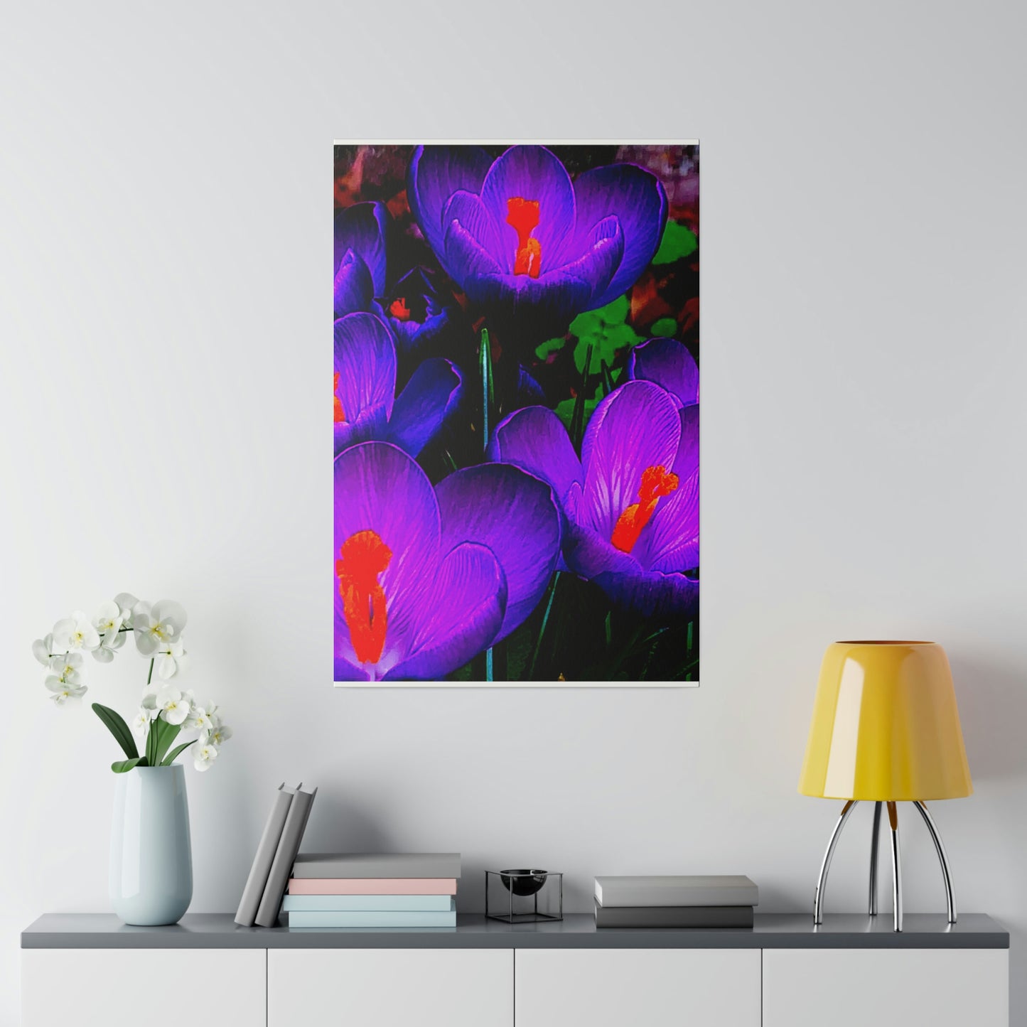 Purple Flowers on Matte Canvas, Stretched, 0.75"