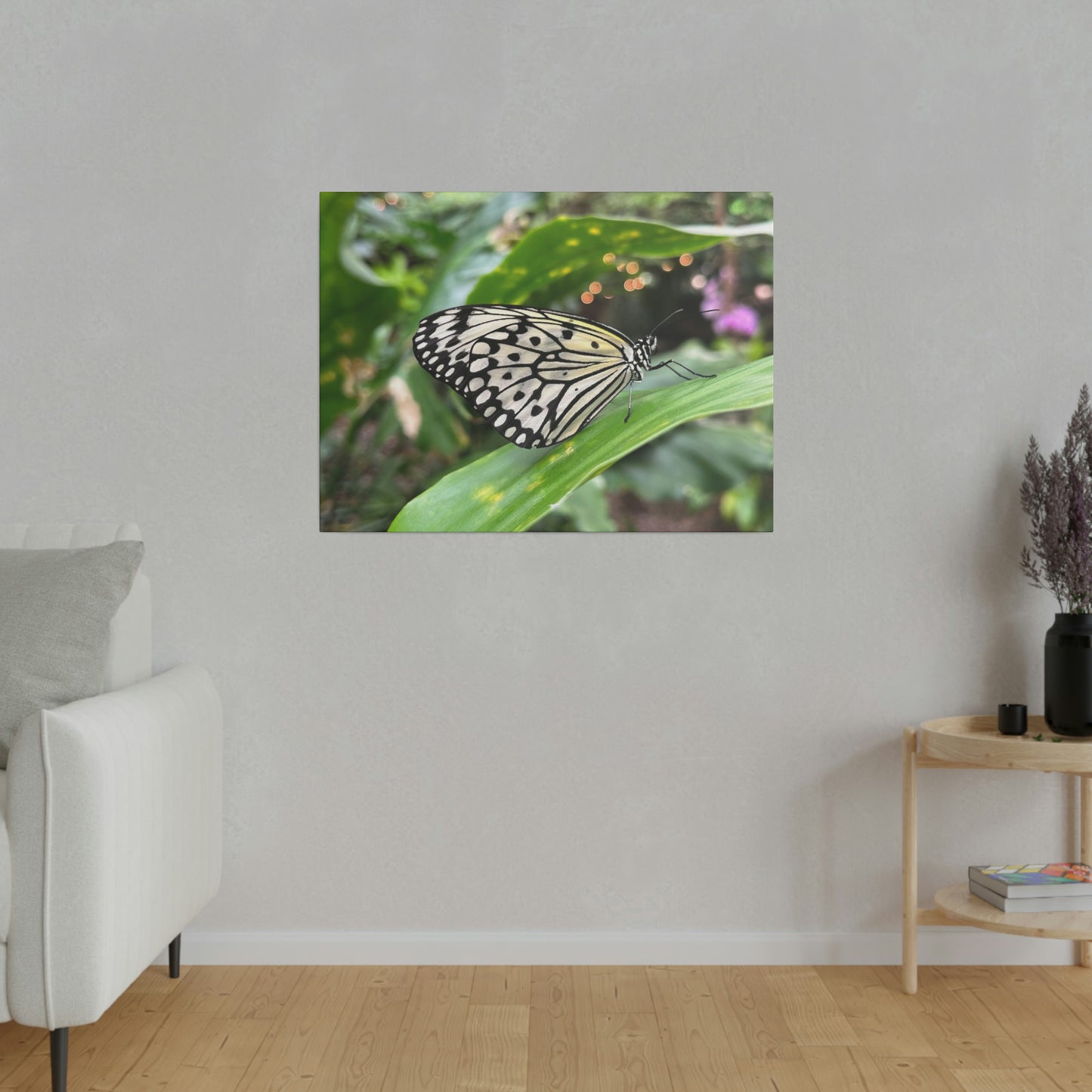 Black and White Butterfly on Matte Canvas, Stretched, 0.75"