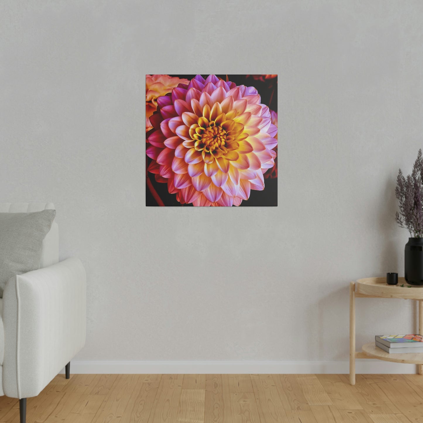 Colorful Dahlia on Matte Canvas, Stretched, 0.75"