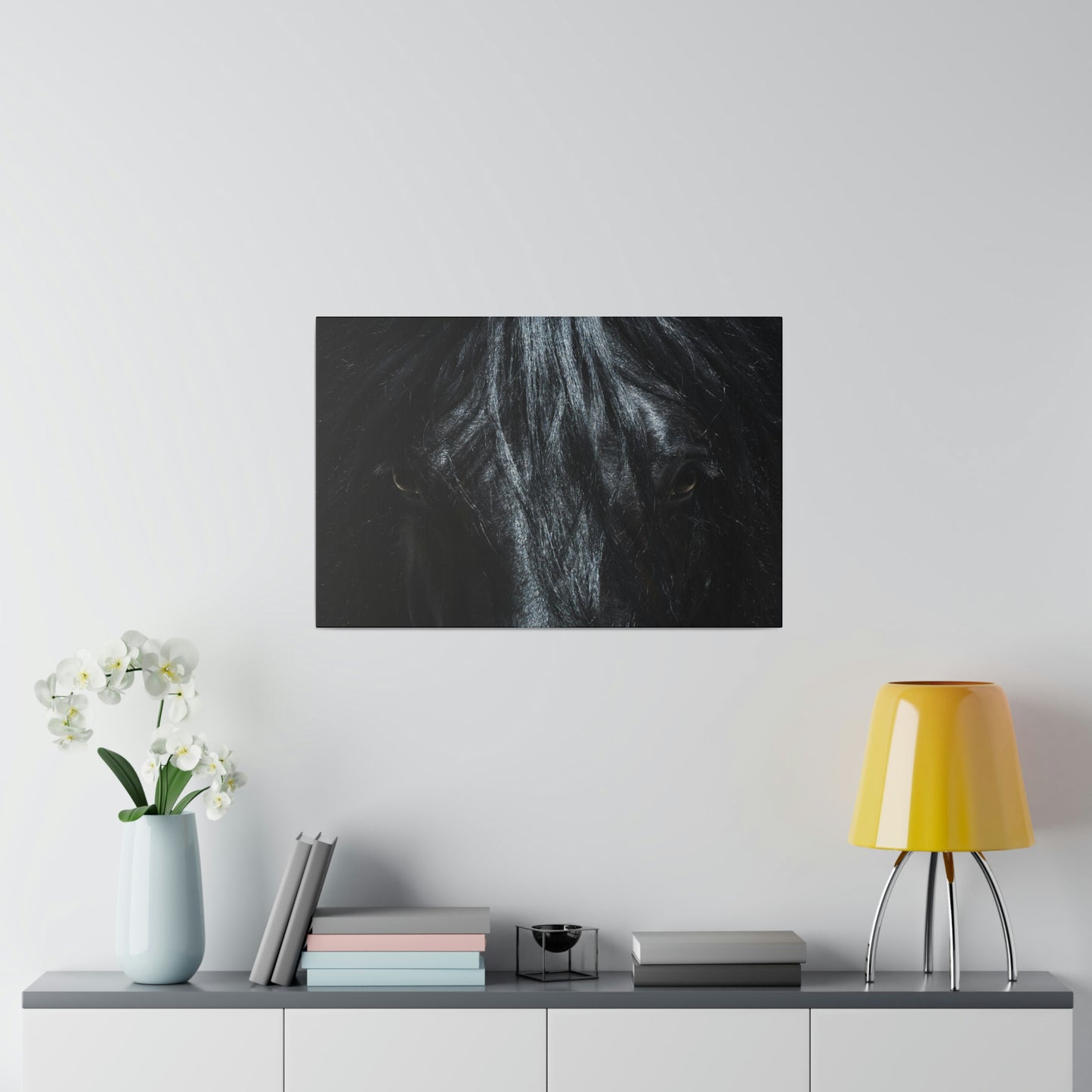 Black horse Face on Matte Canvas, Stretched, 0.75"