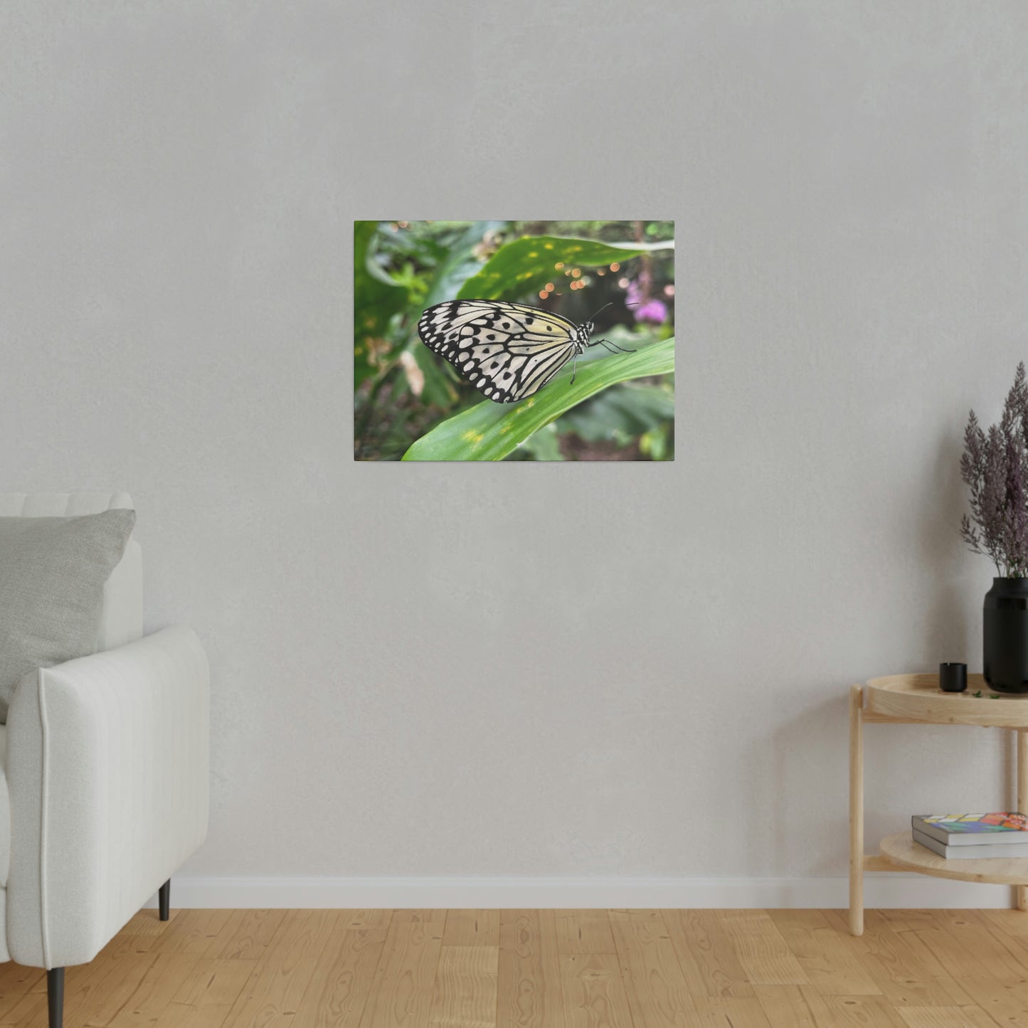 Black and White Butterfly on Matte Canvas, Stretched, 0.75"