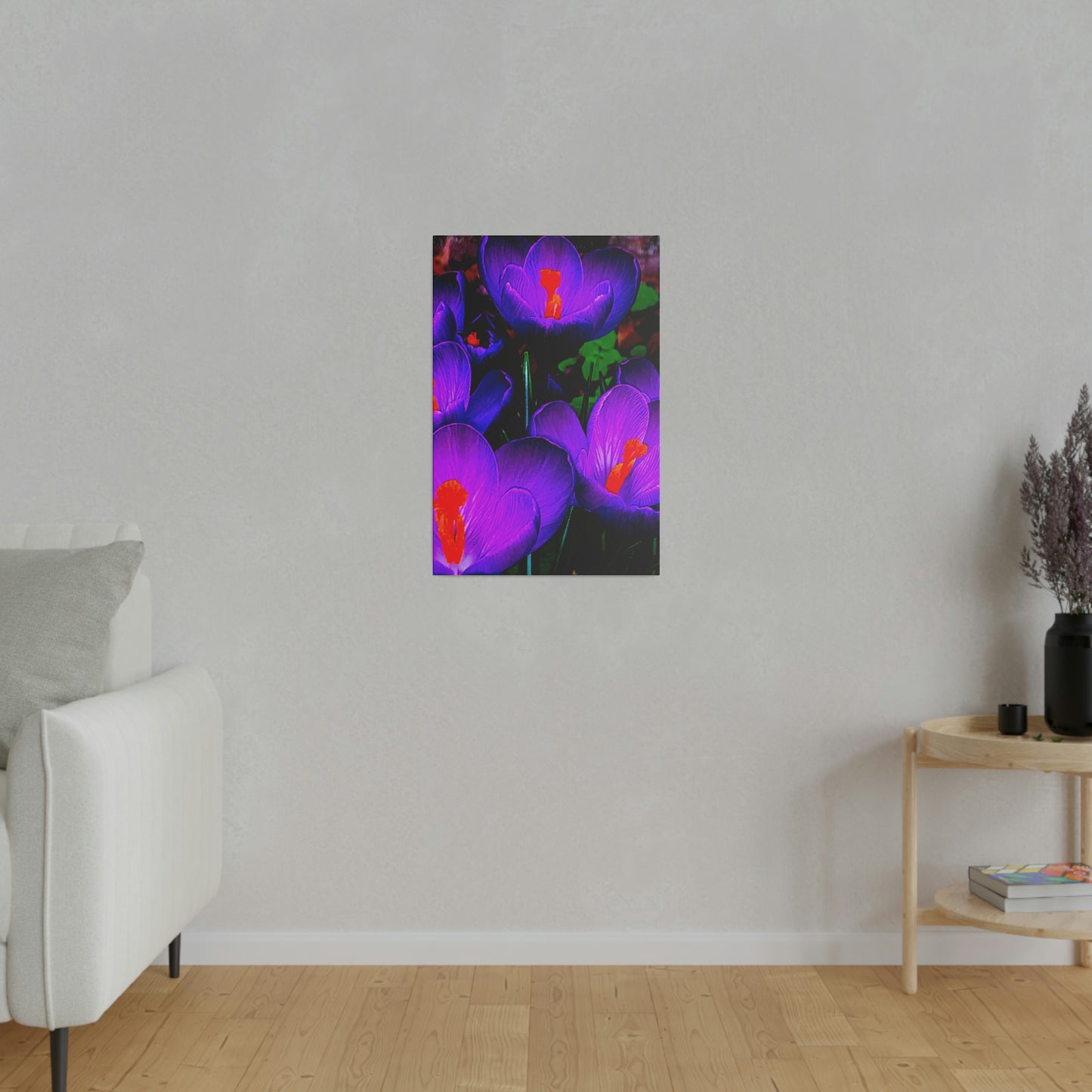 Purple Flowers on Matte Canvas, Stretched, 0.75"