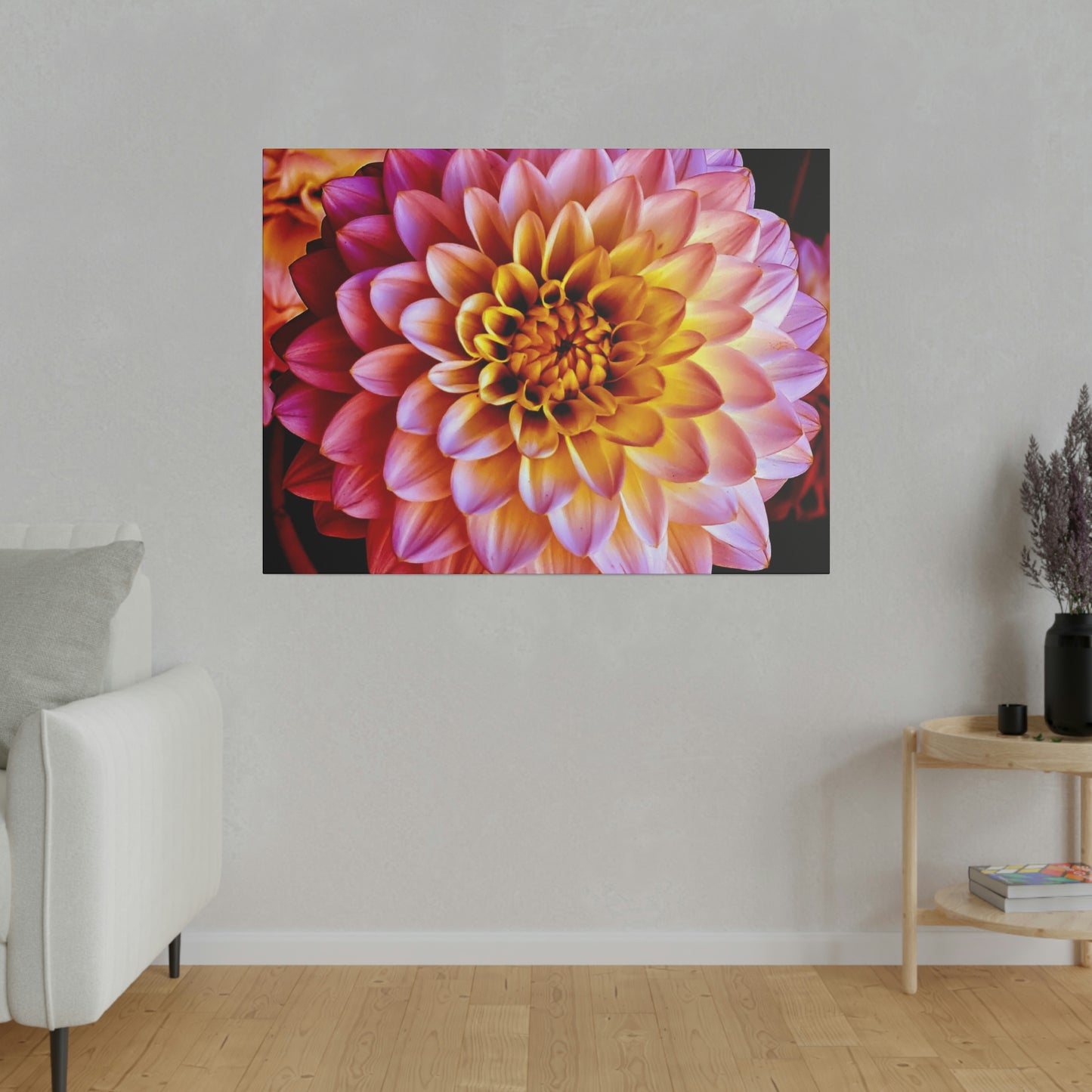 Colorful Dahlia on Matte Canvas, Stretched, 0.75"